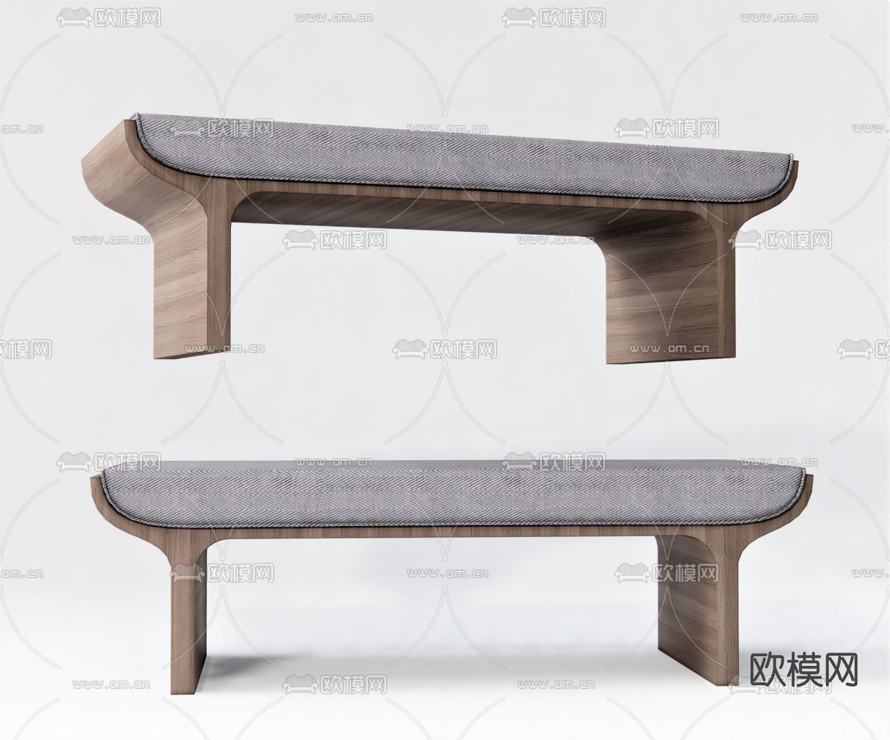 现代床尾凳脚踏su模型下载（渲染图1）