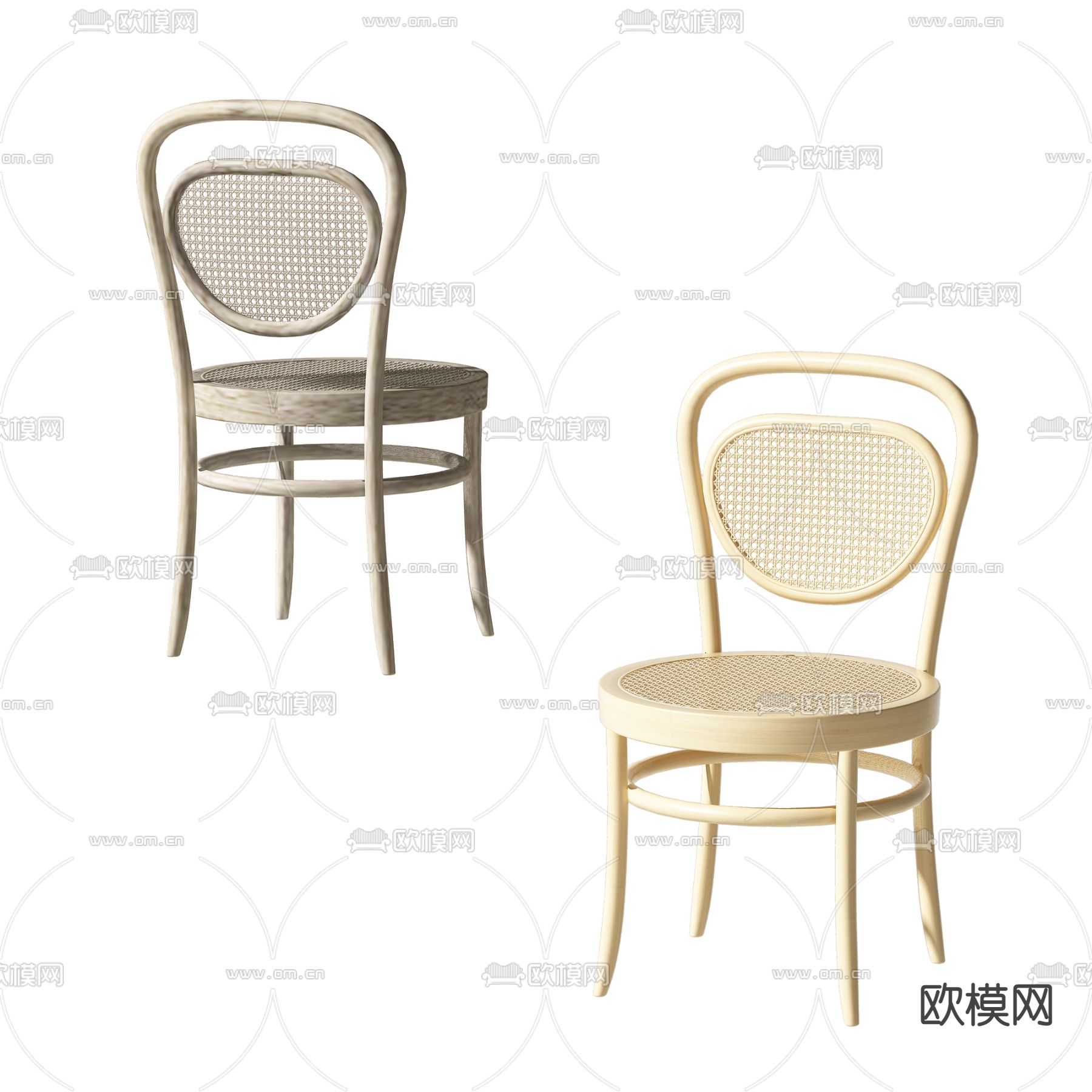 北欧原木单椅3d模型下载