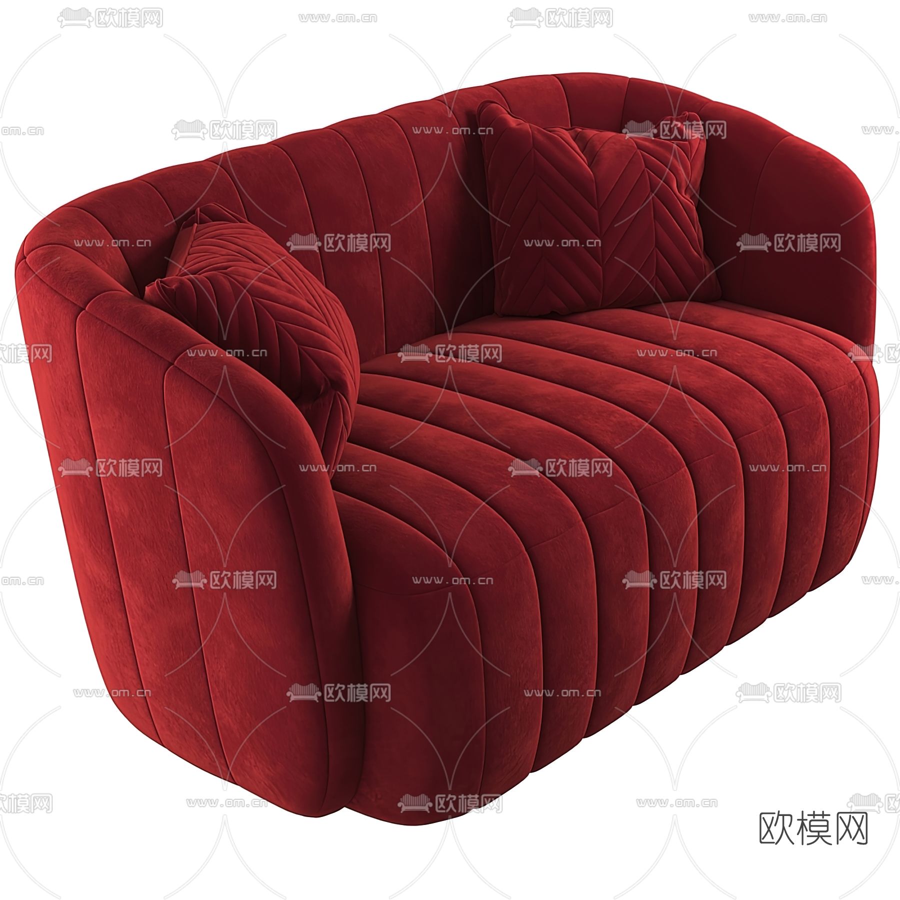 现代绒布双人沙发3d模型下载（渲染图3）