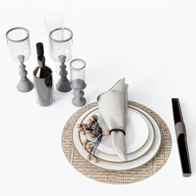  现代餐具su模型 