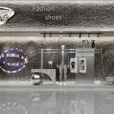  现代服装店橱窗su模型 