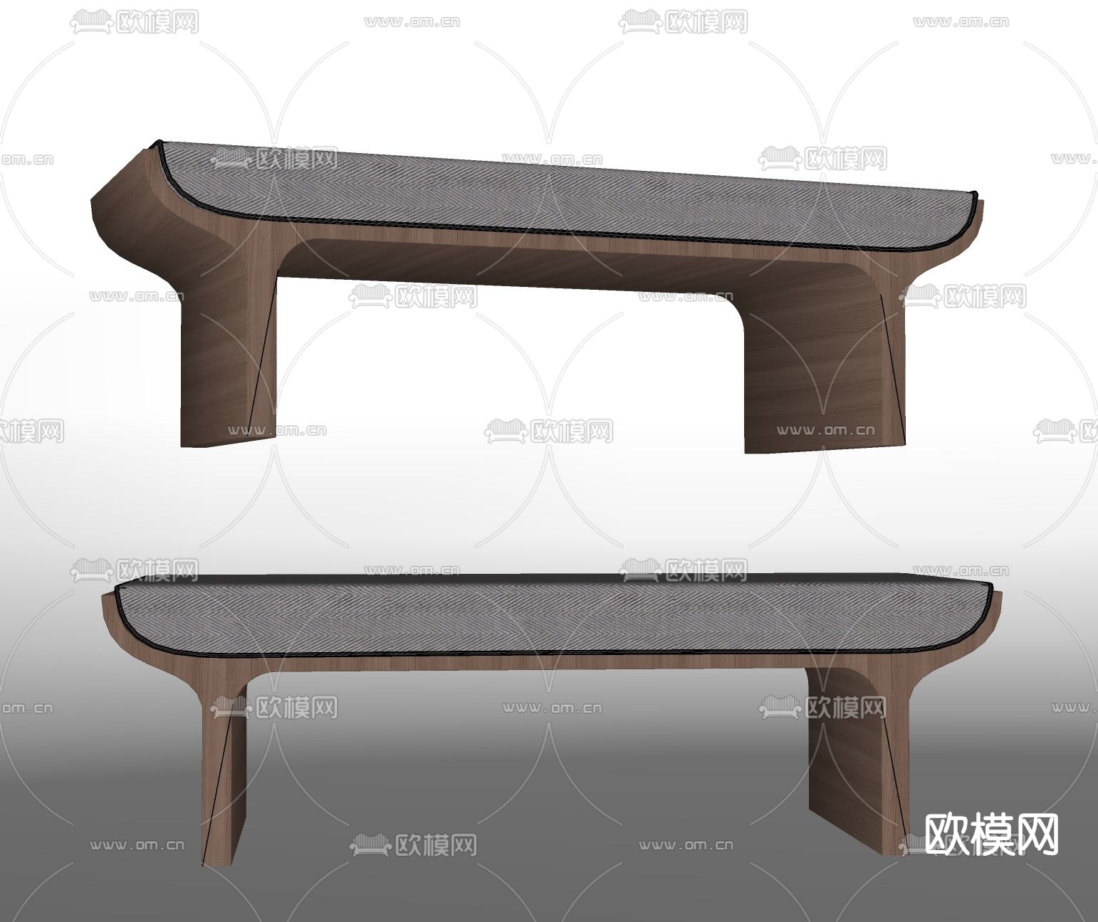 现代床尾凳脚踏su模型下载（渲染图2）