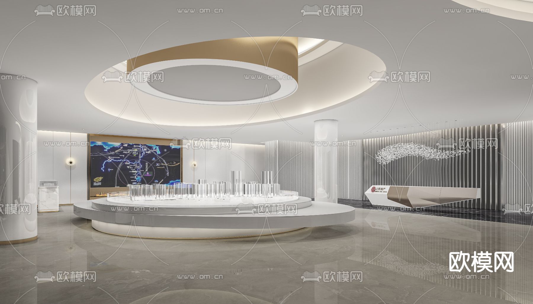 现代售楼处沙盘区3d模型