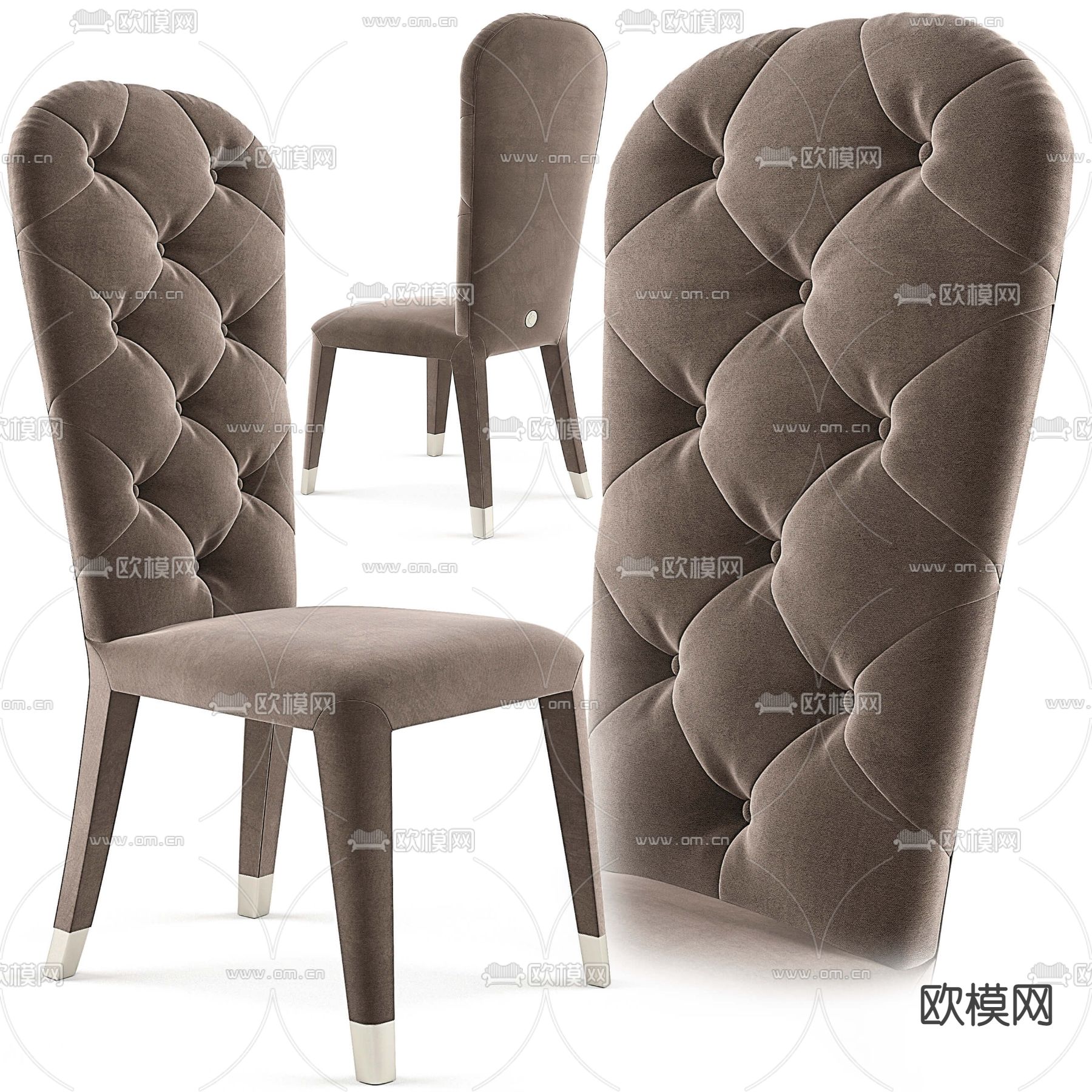 欧式布艺高背休闲椅3d模型下载_ID11670439_3dmax免费模型-欧模网