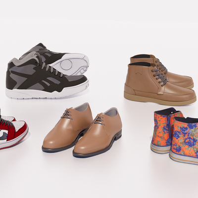  现代鞋子皮鞋su模型 