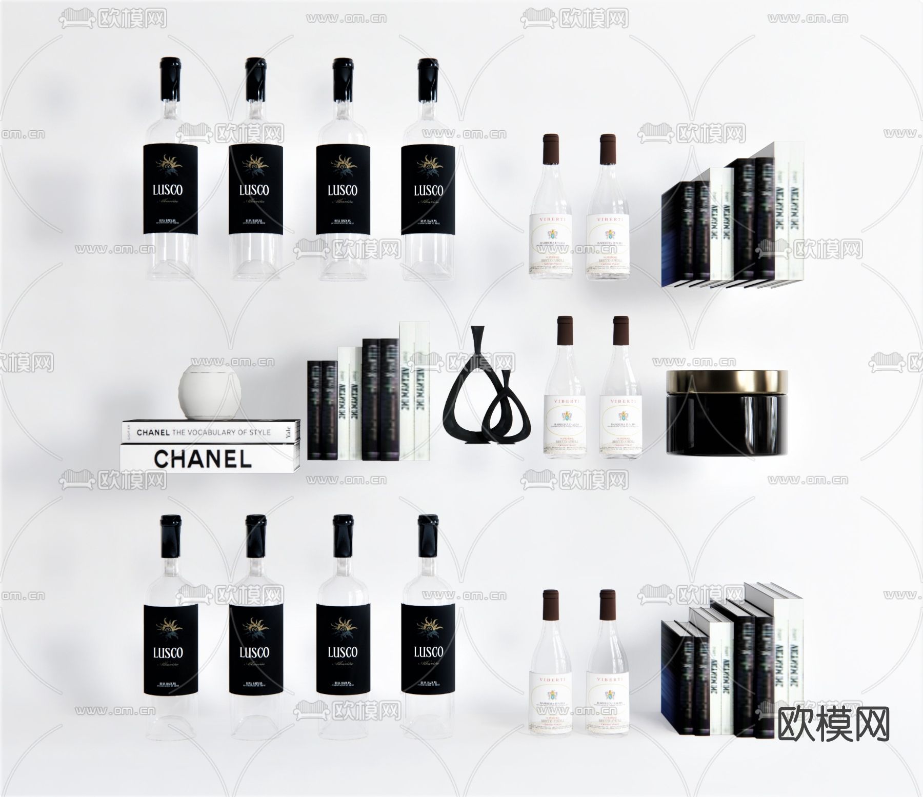 现代酒具酒瓶su模型下载（渲染图1）