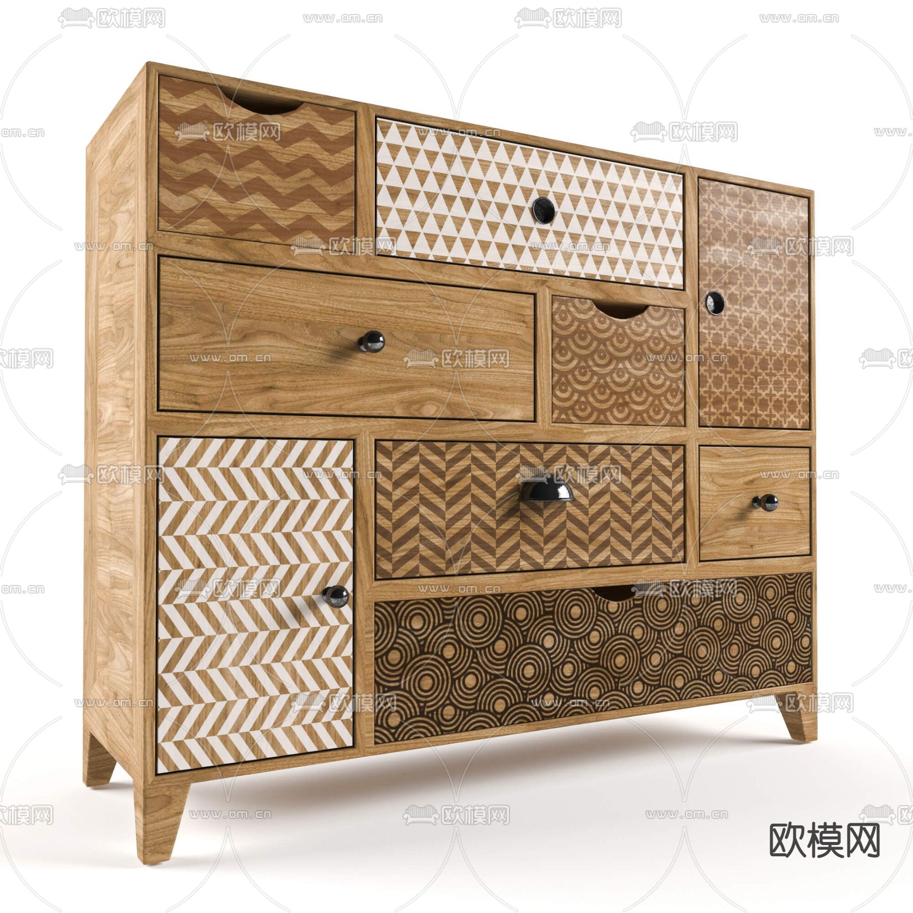 东南亚实木边柜3d模型下载