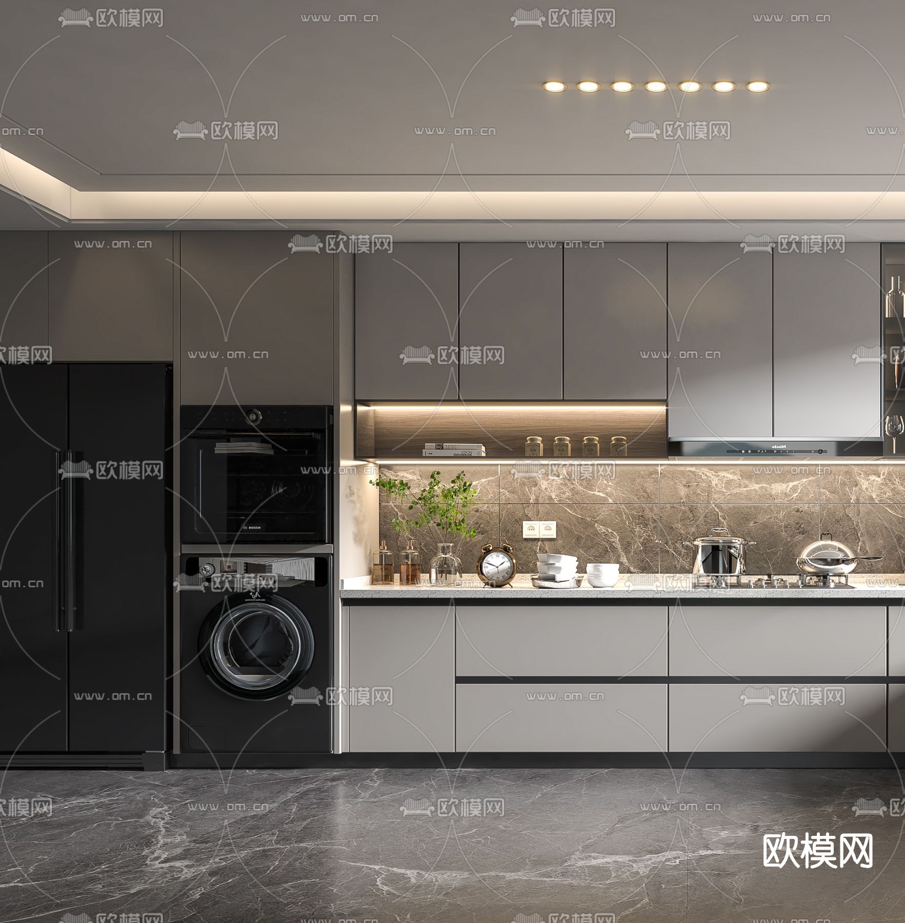 现代轻奢厨房3d模型