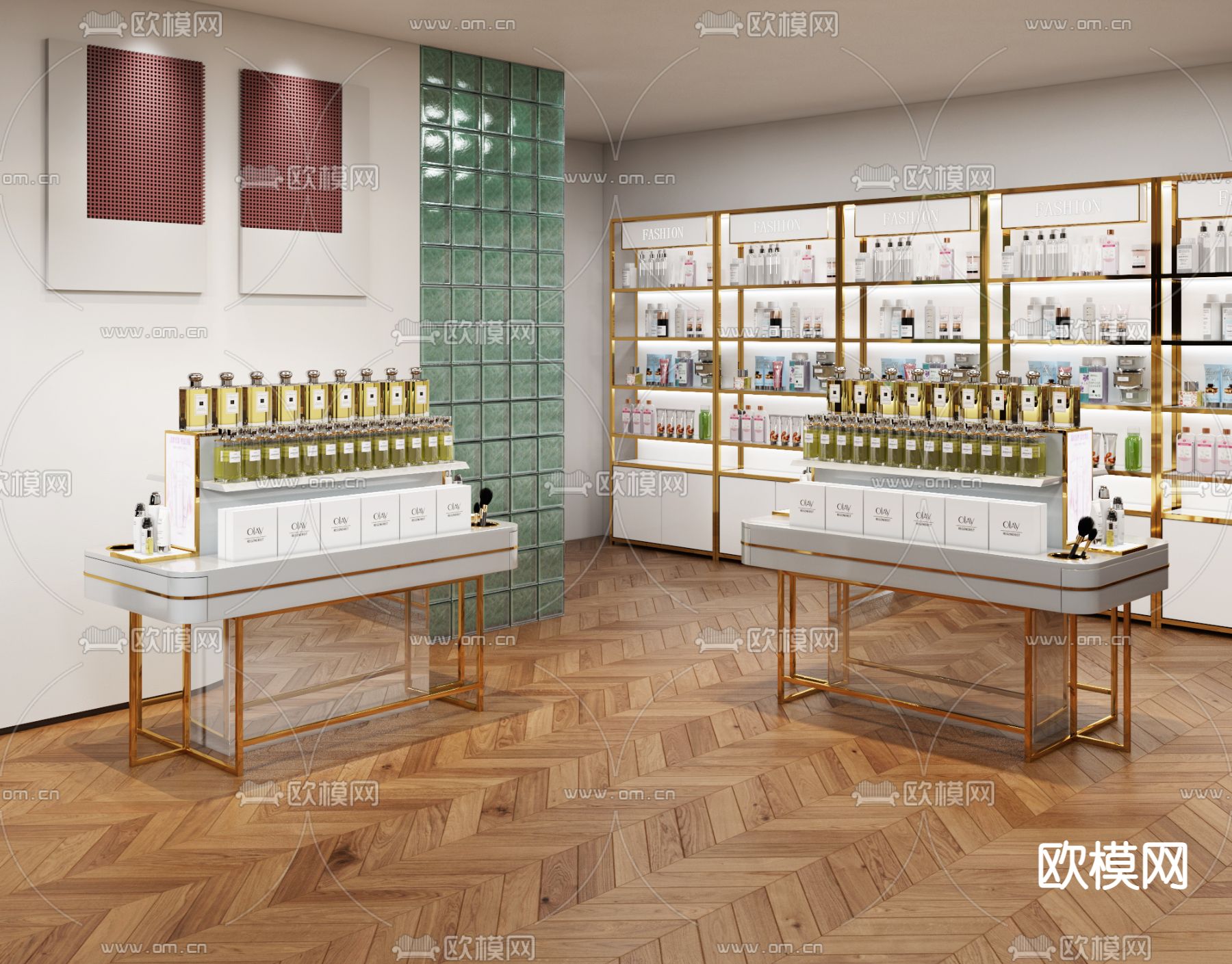 现代化妆品展示柜3d模型下载