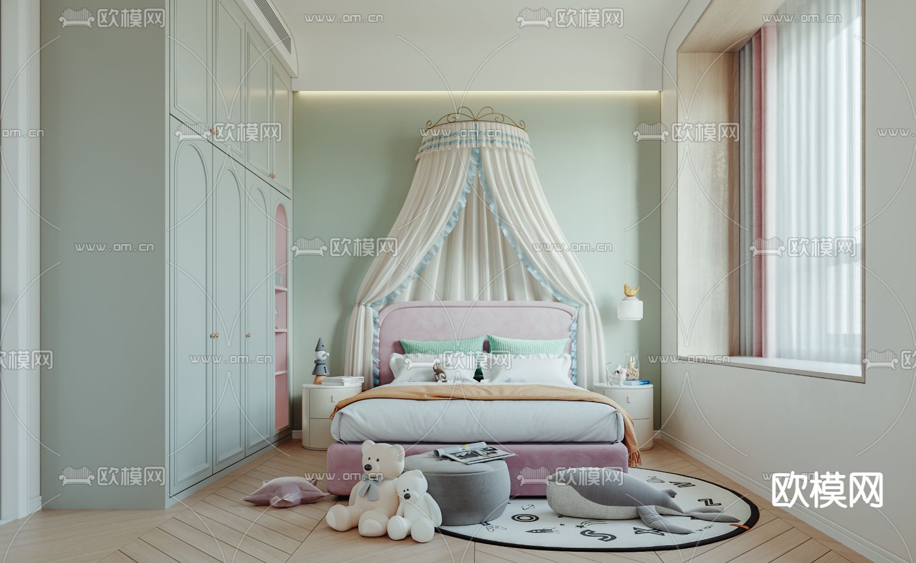 北欧儿童房女儿房3d模型下载