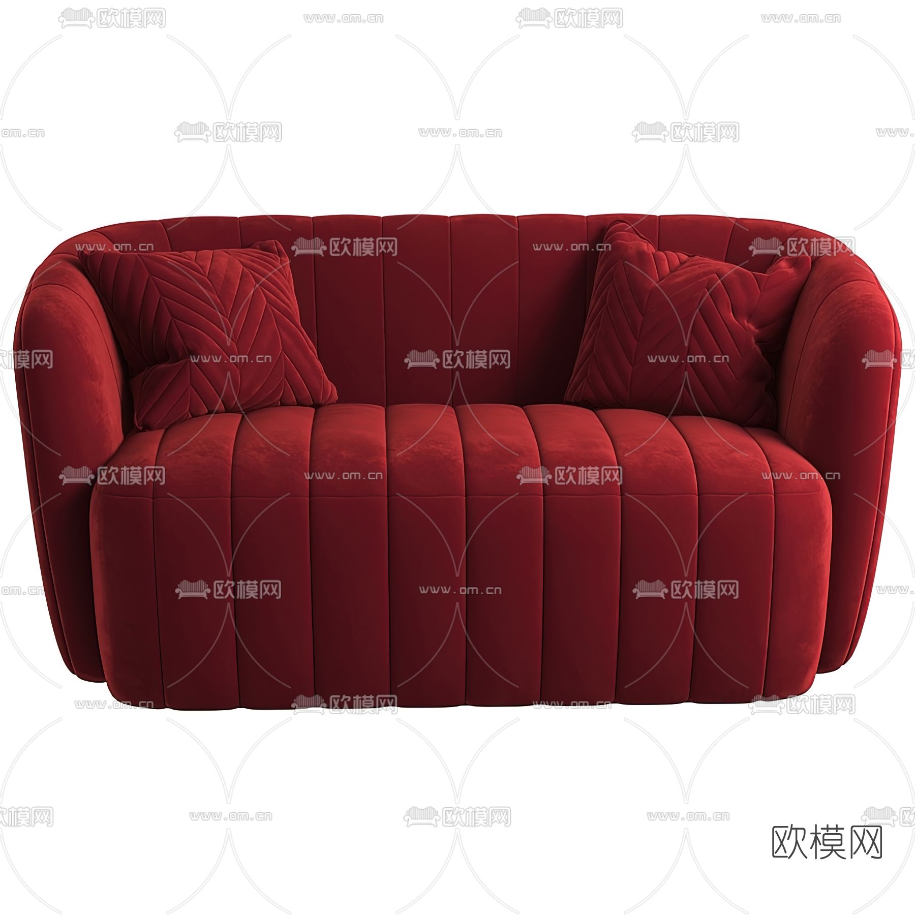 现代绒布双人沙发3d模型下载（渲染图1）