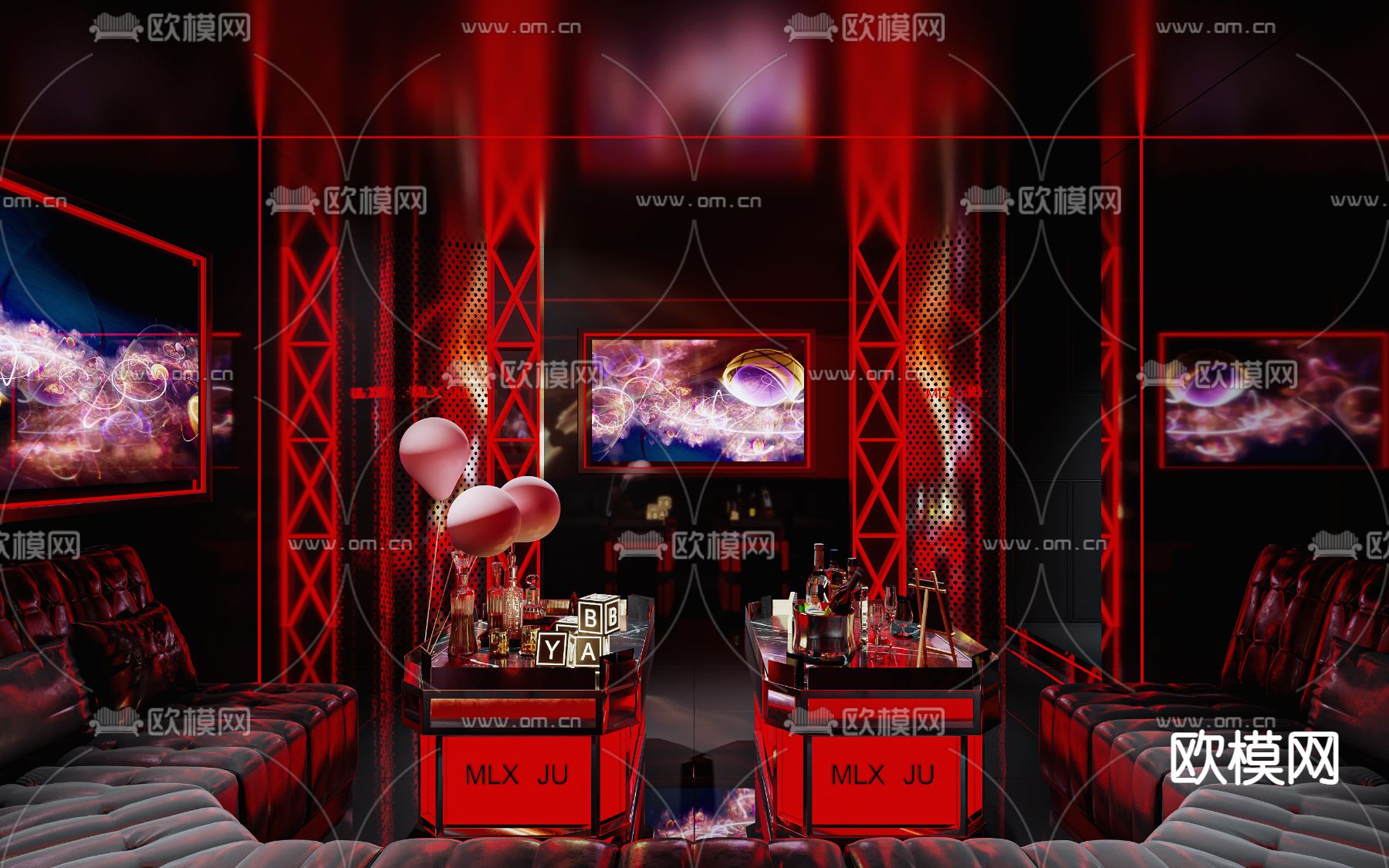 现代KTV包房3d模型