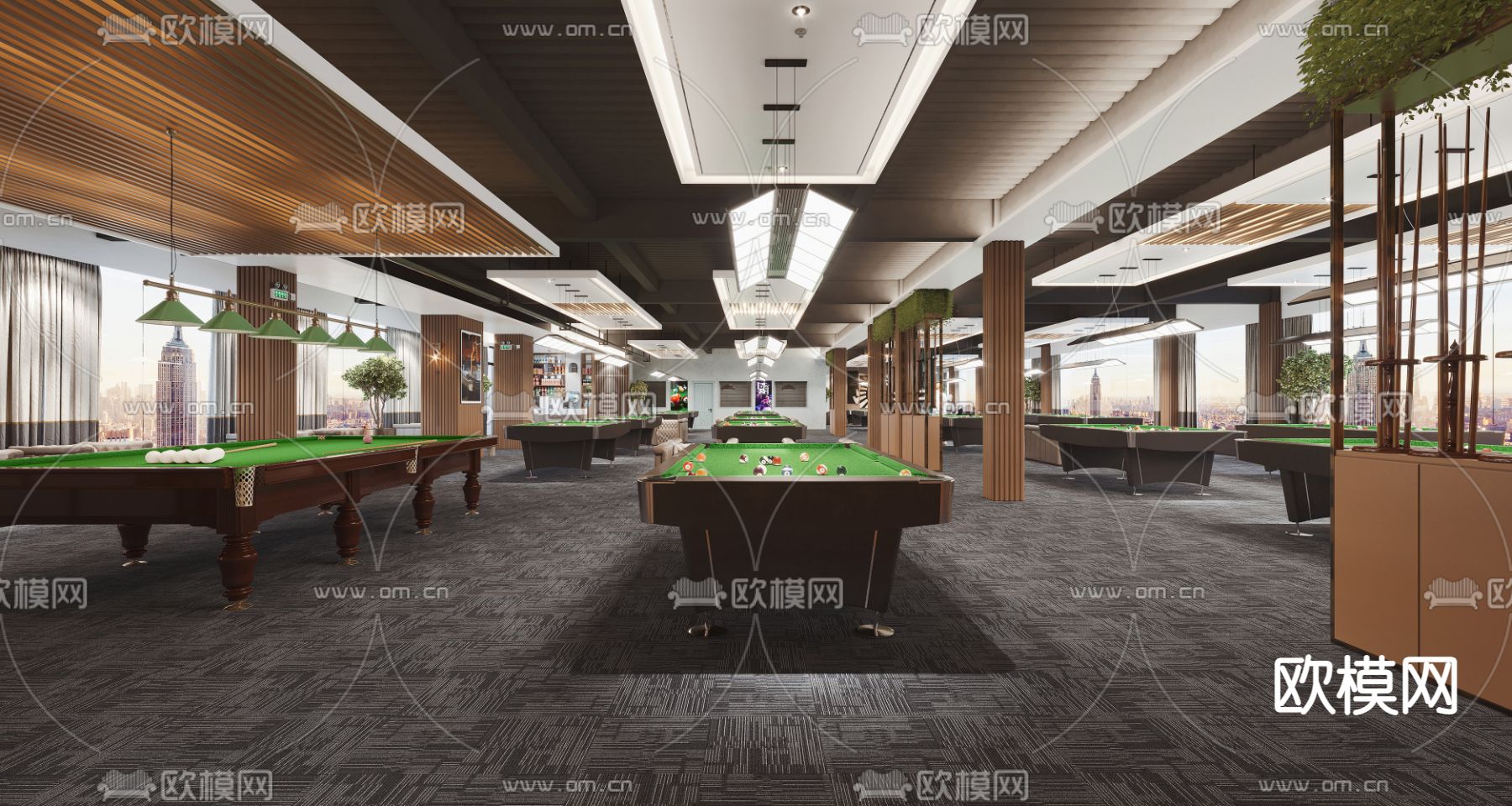 工业风桌球台球馆3d模型下载（渲染图6）
