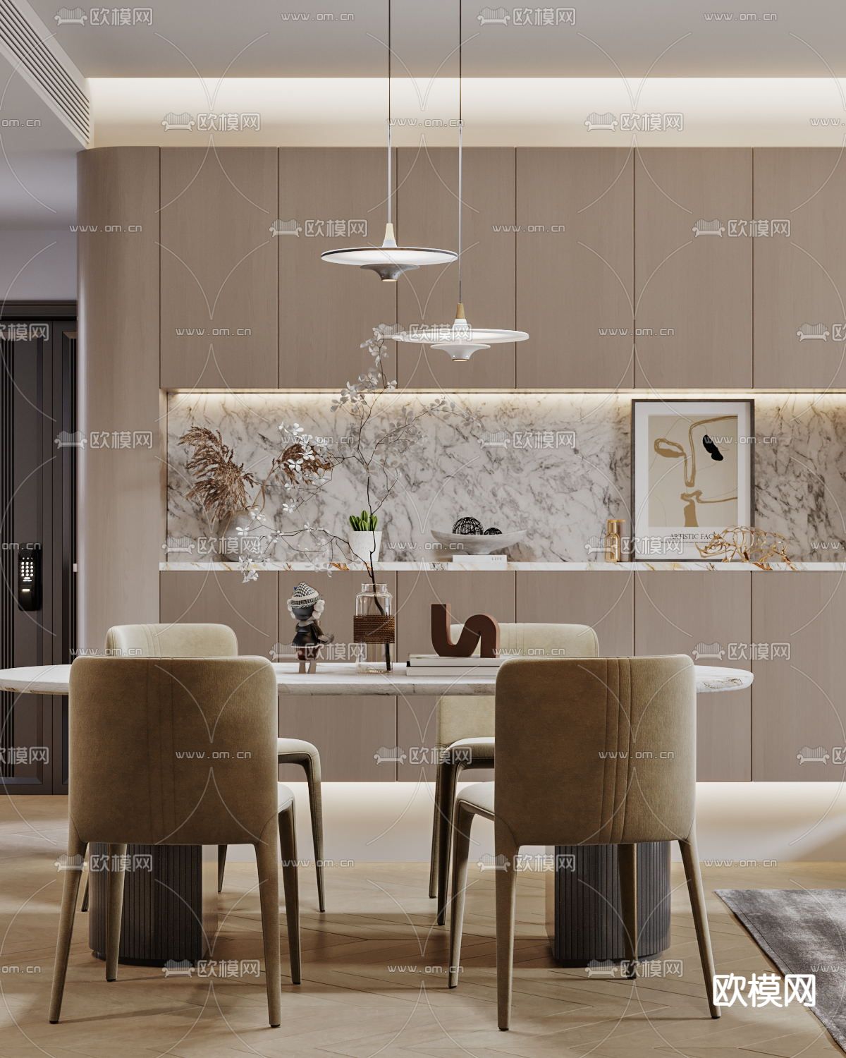 北欧客餐厅3d模型下载（渲染图3）