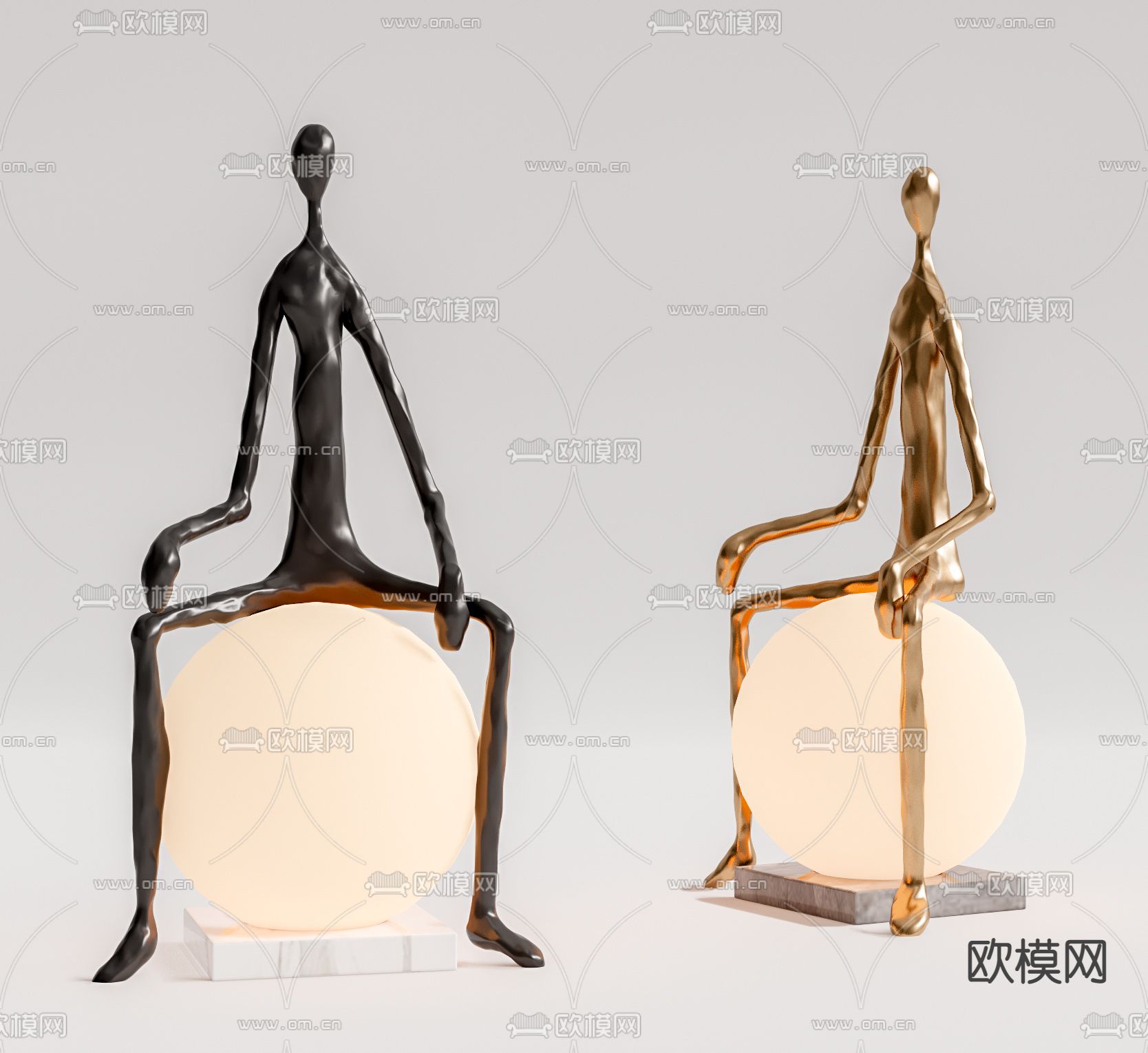 现代雕塑台灯su模型