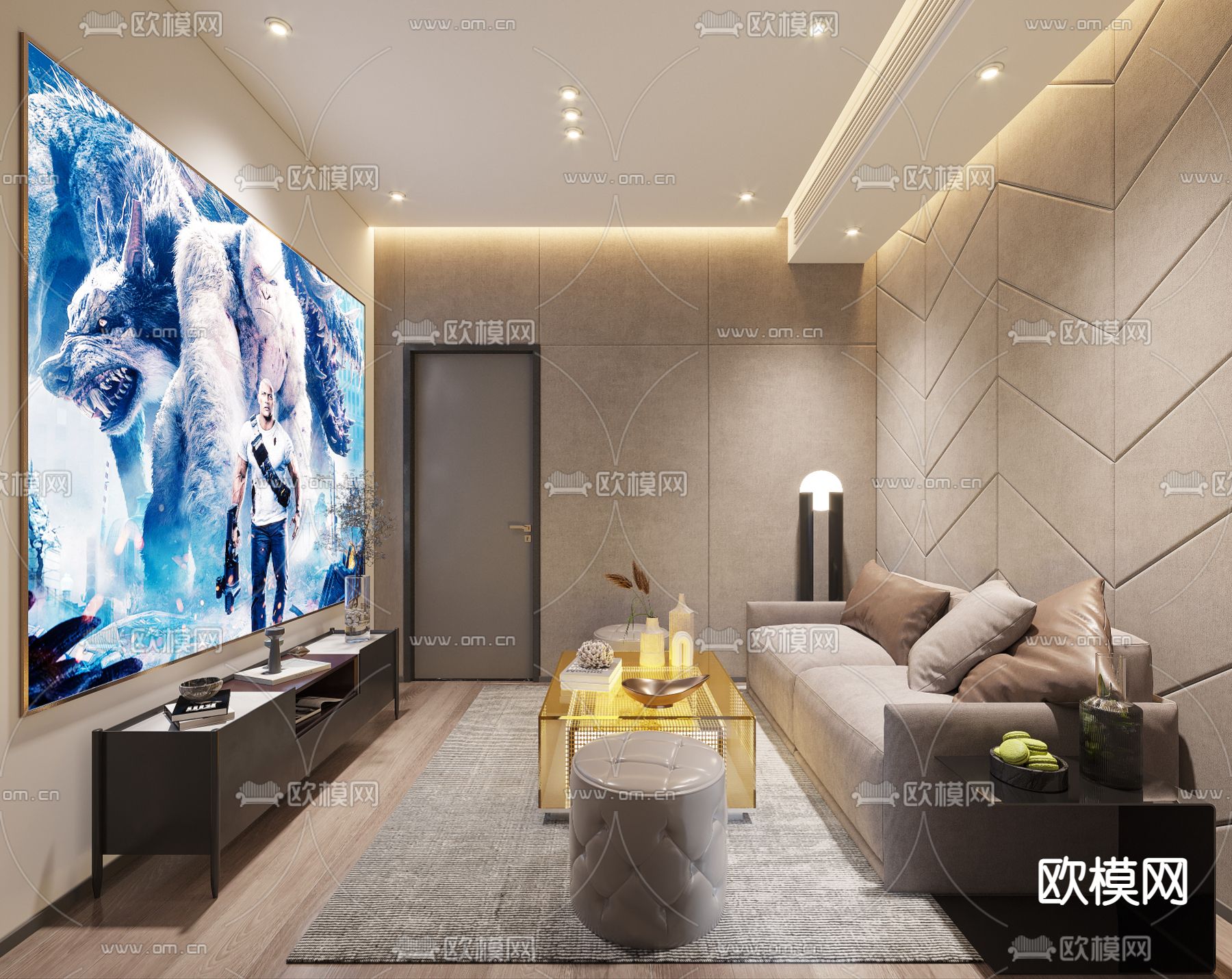 现代影音室家庭影院3d模型下载