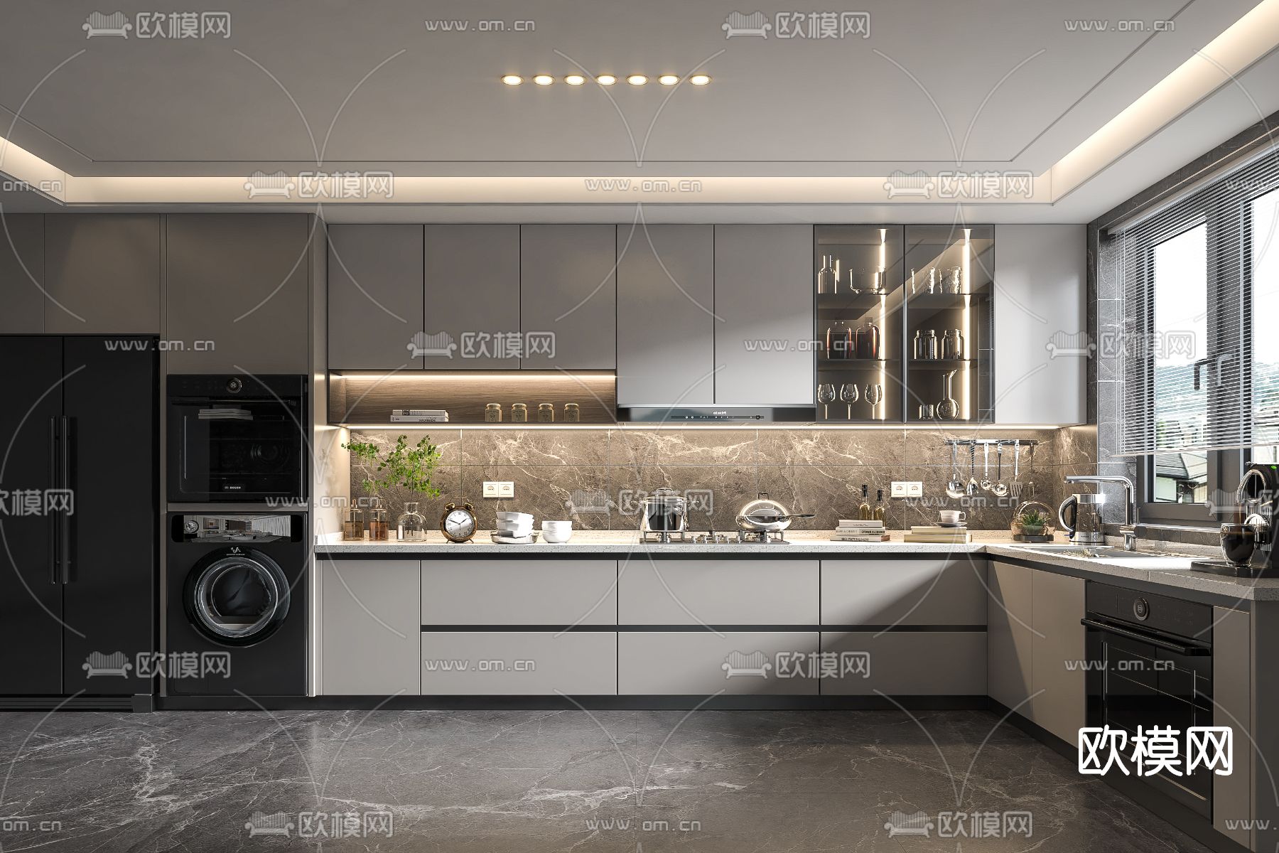现代轻奢厨房3d模型