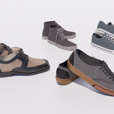  现代鞋子帆布鞋su模型 