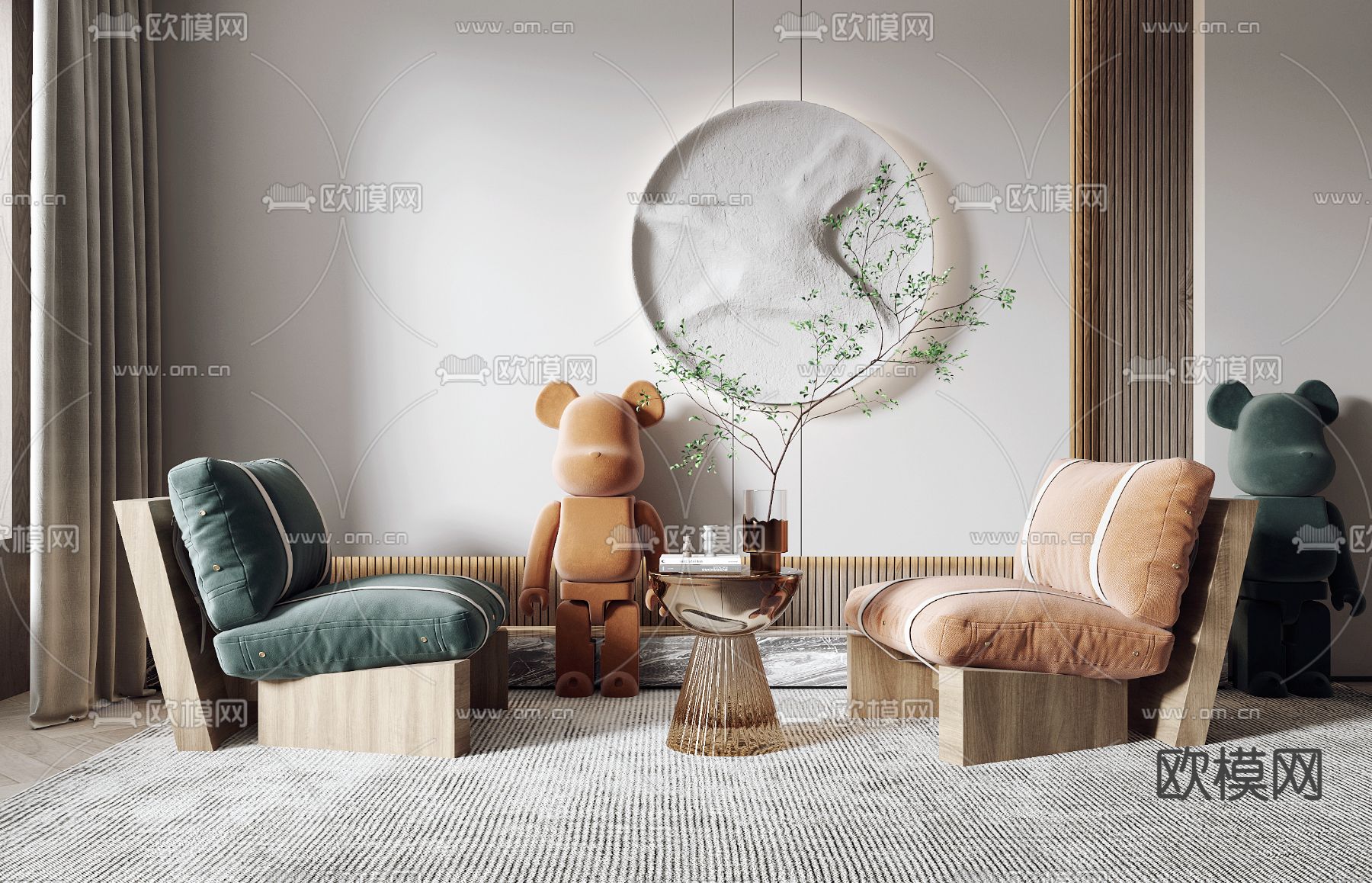 现代布艺休闲沙发3d模型
