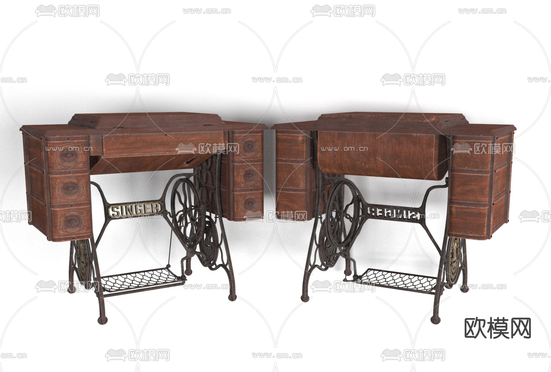工业风老式缝纫机免费3d模型下载