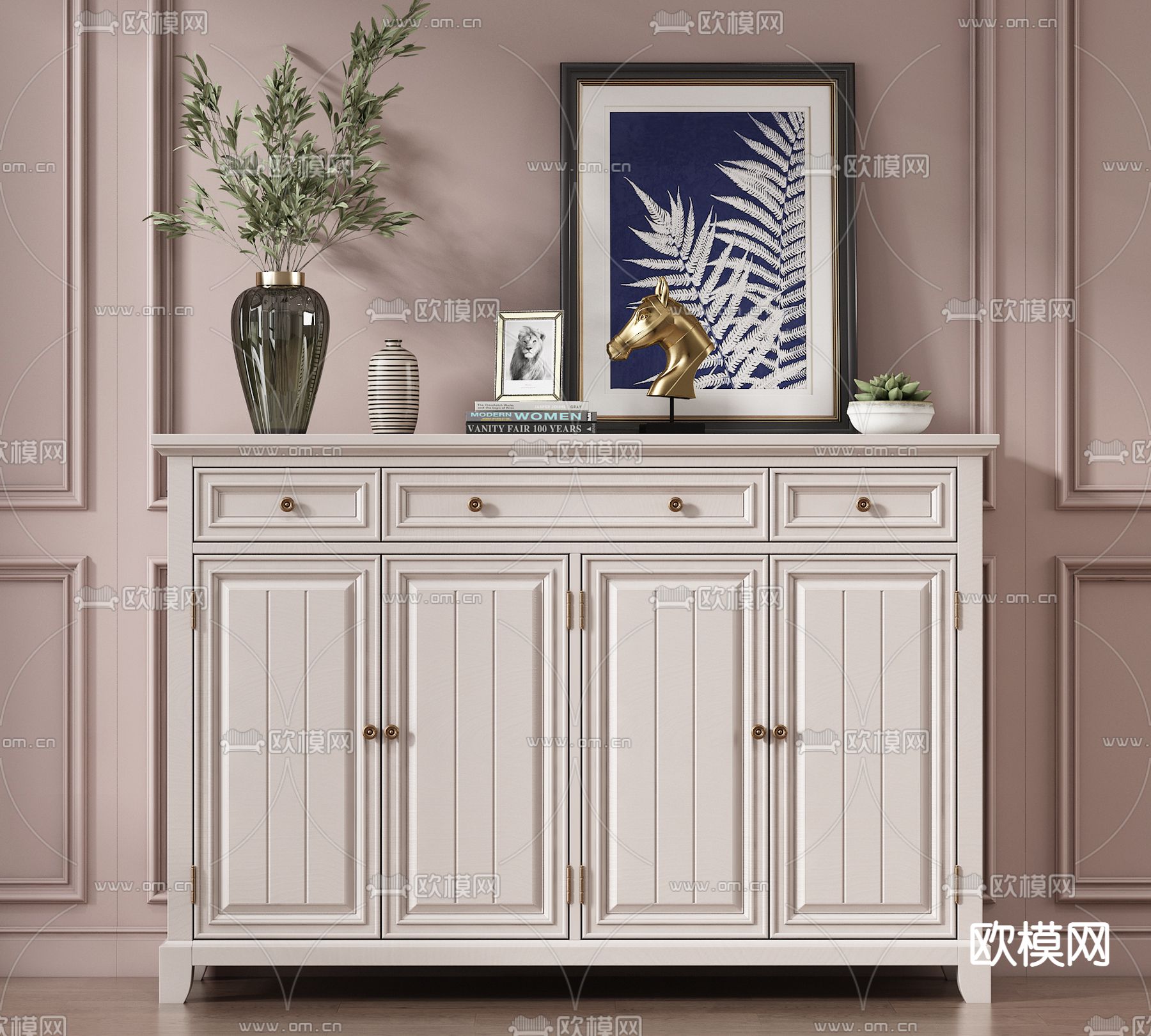 简欧玄关边柜3d模型下载