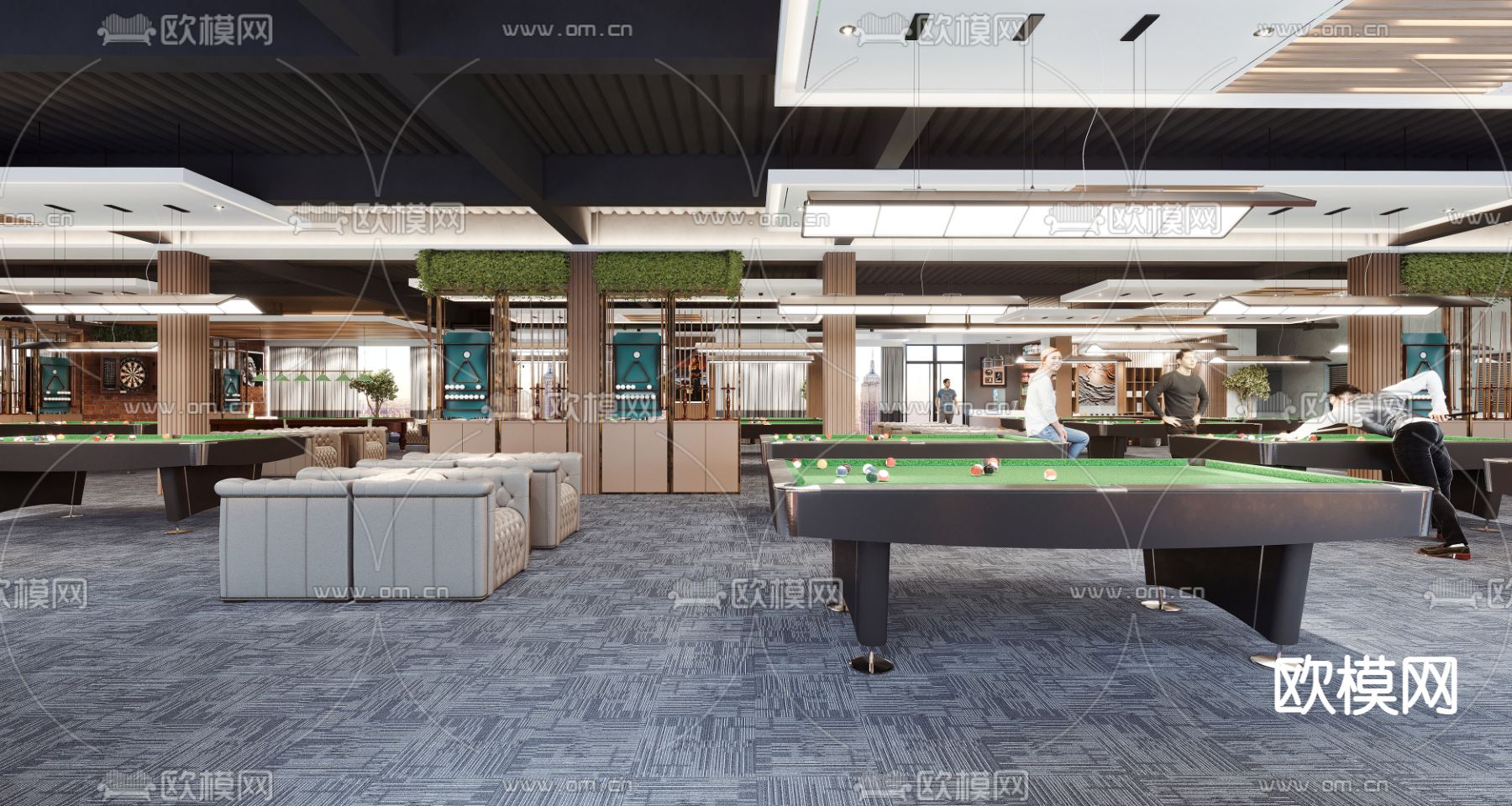 工业风桌球台球馆3d模型下载（渲染图5）