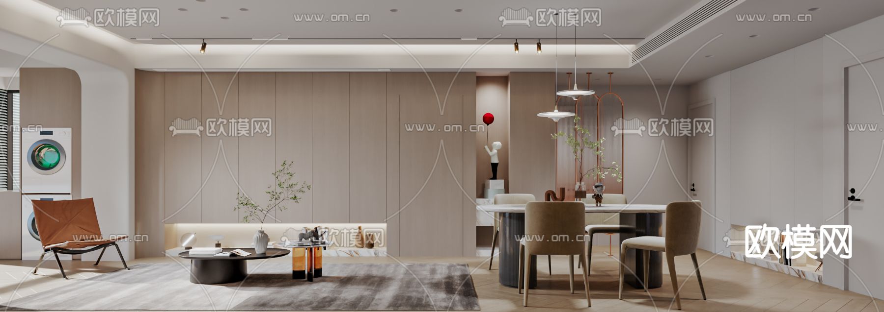 北欧客餐厅3d模型下载（渲染图2）