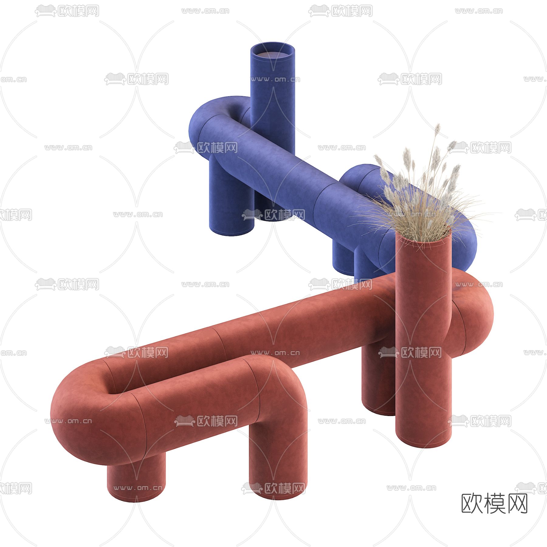 现代布艺异形公共椅3d模型下载