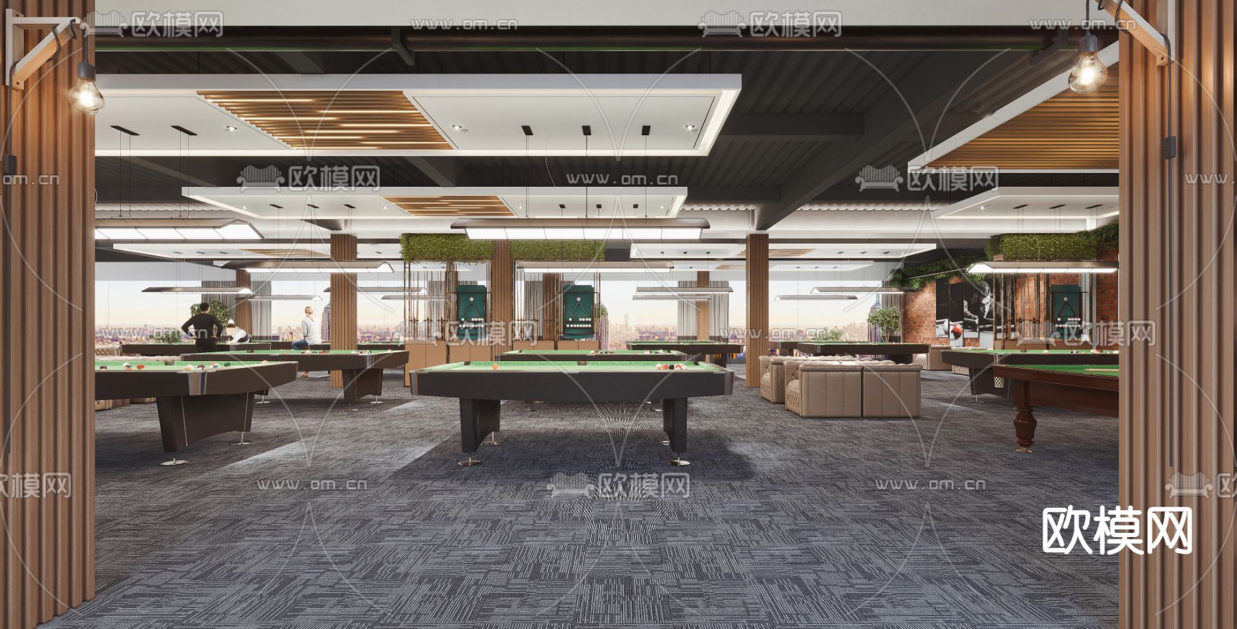 工业风桌球台球馆3d模型下载（渲染图3）