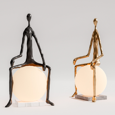 现代雕塑台灯su模型