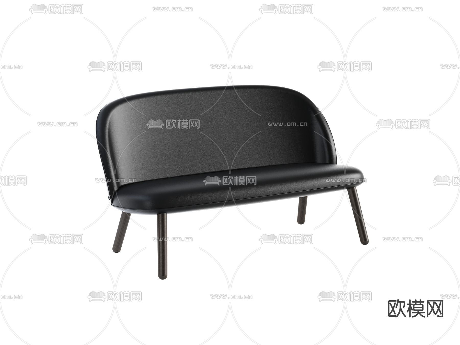 现代皮革双人沙发3d模型下载