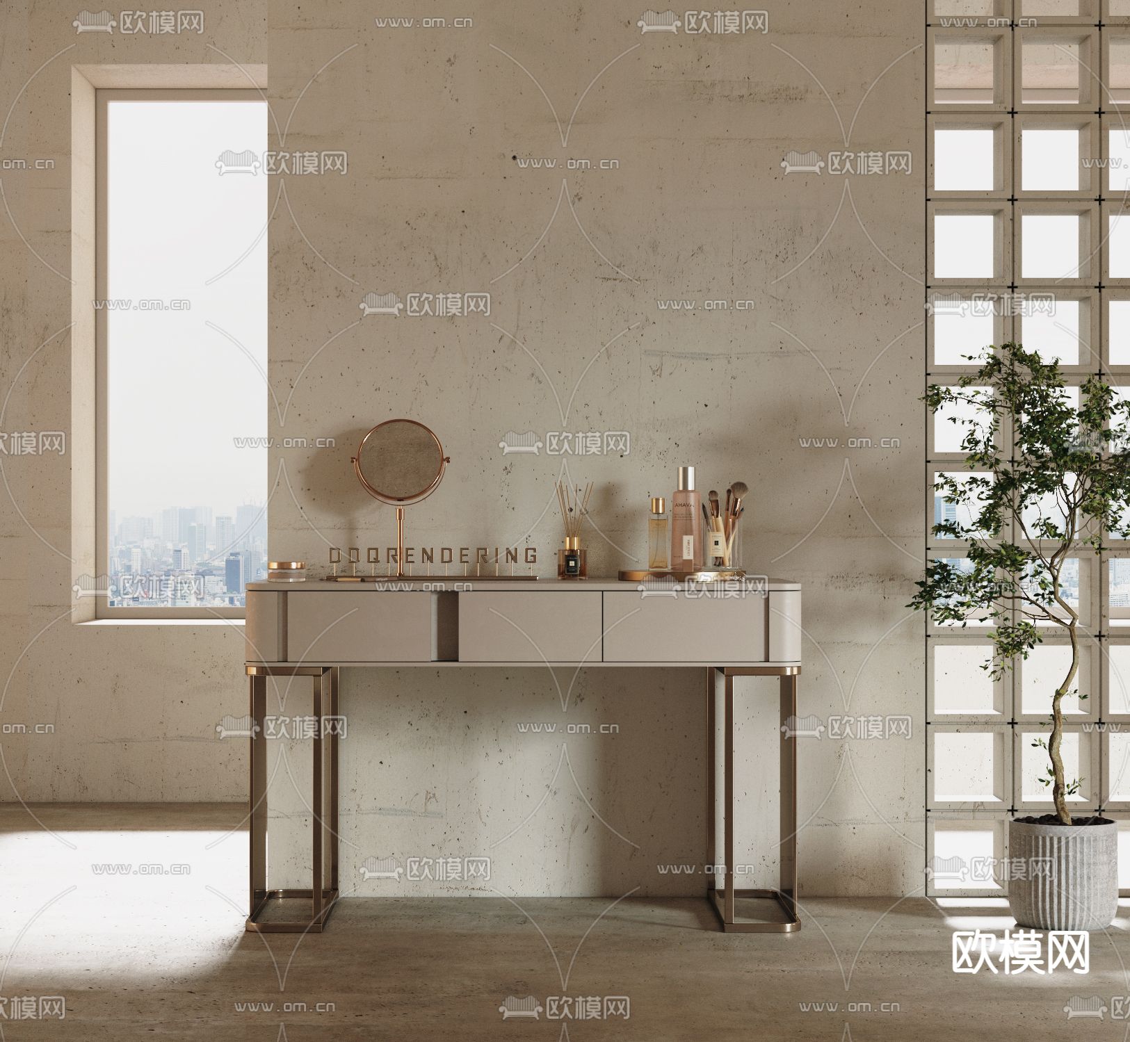 侘寂梳妆台3d模型下载