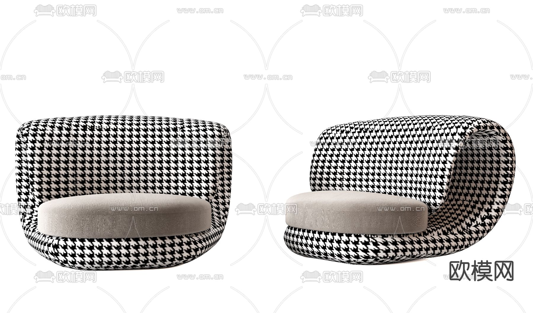 现代透明亚克力休闲沙发3d模型下载（渲染图3）