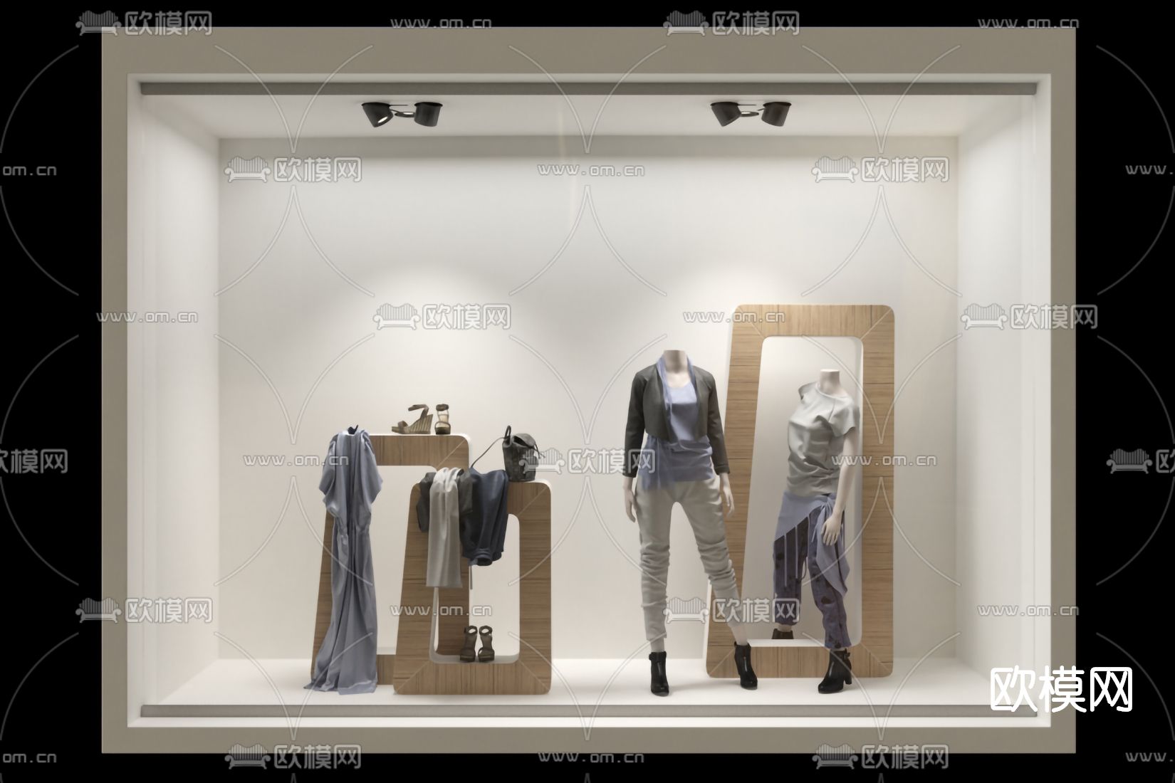 现代服饰橱窗su模型