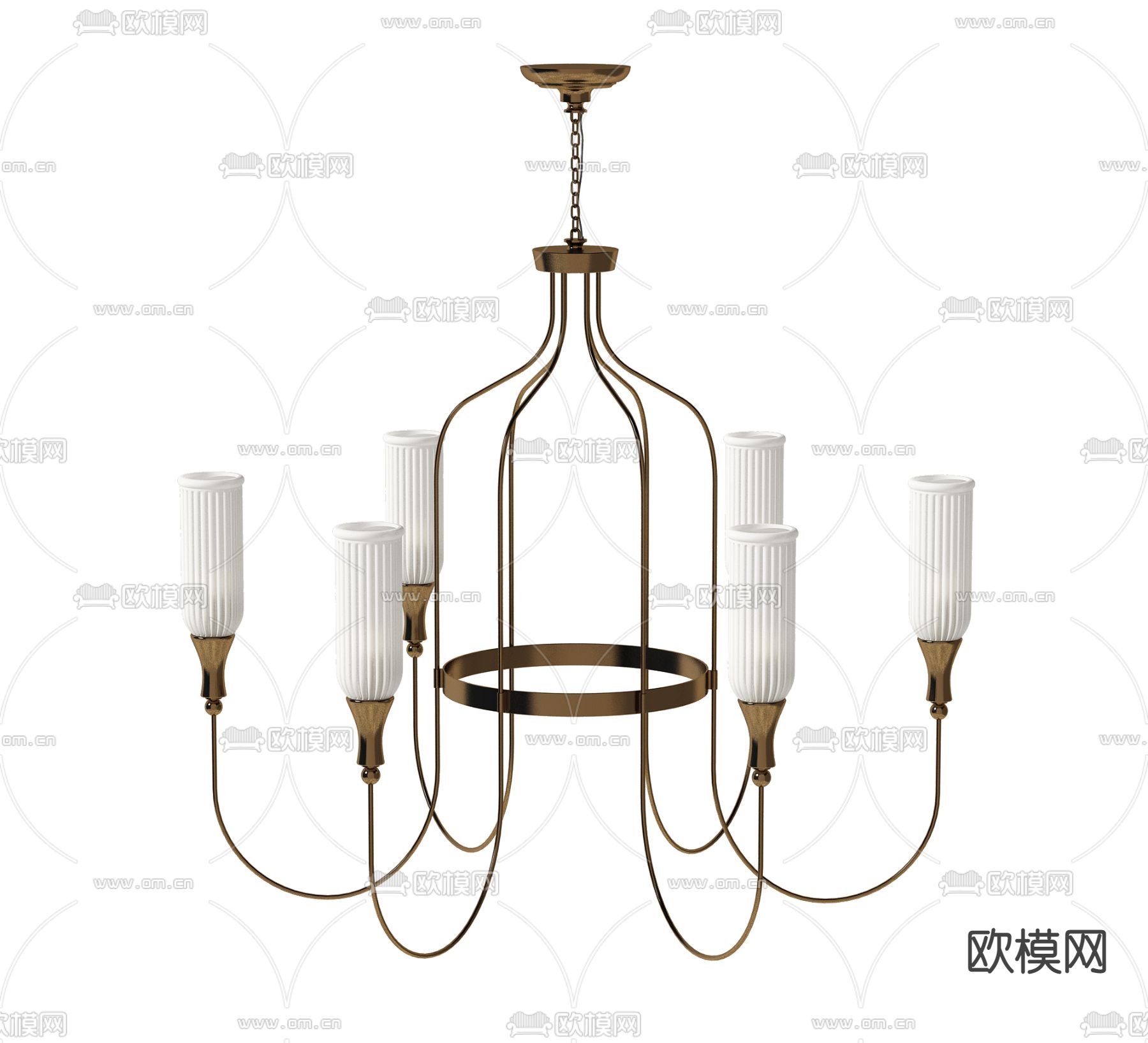 美式金属多头吊灯3d模型下载