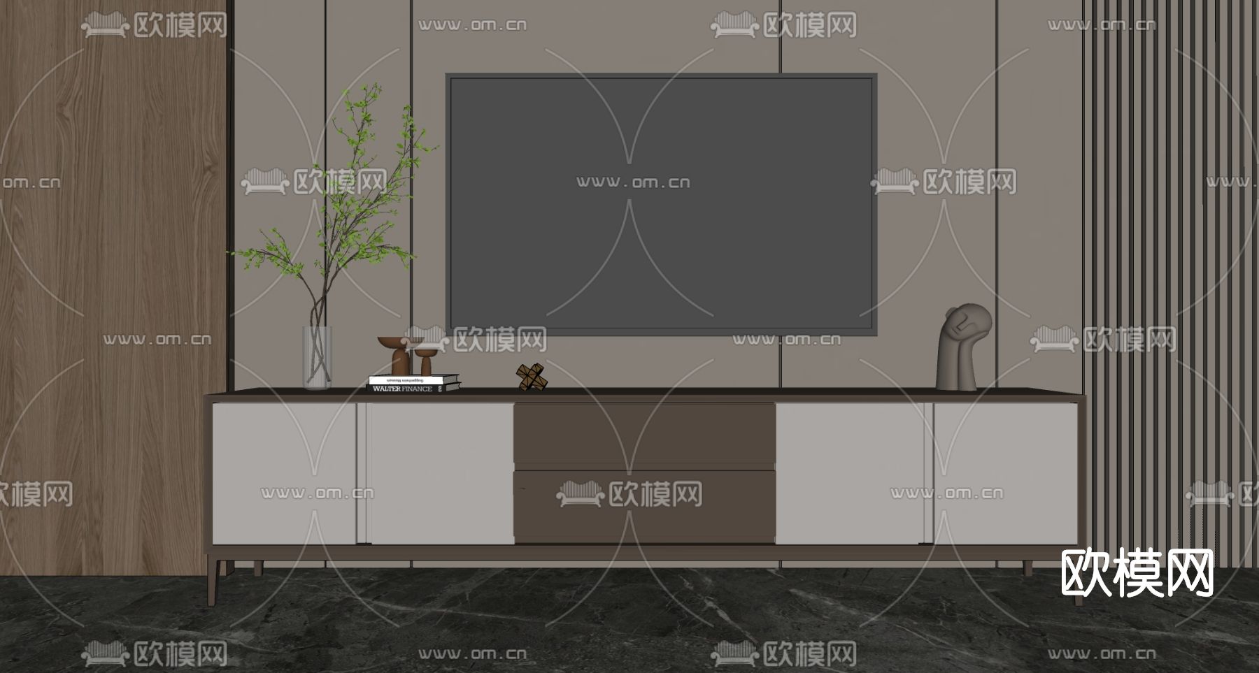 现代电视柜su模型