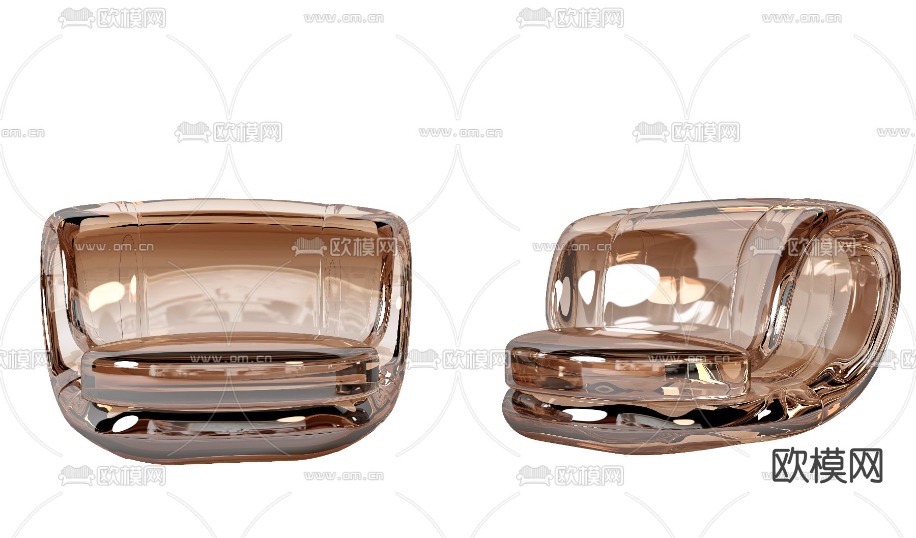 现代透明亚克力休闲沙发3d模型下载（渲染图2）