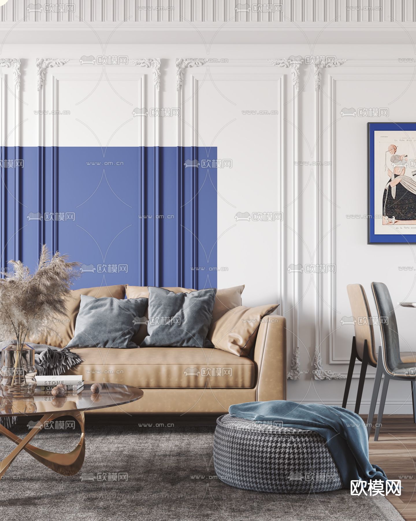 欧式客餐厅3d模型下载（渲染图2）