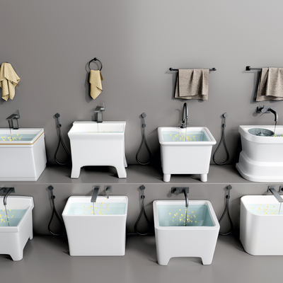  现代拖把池su模型 