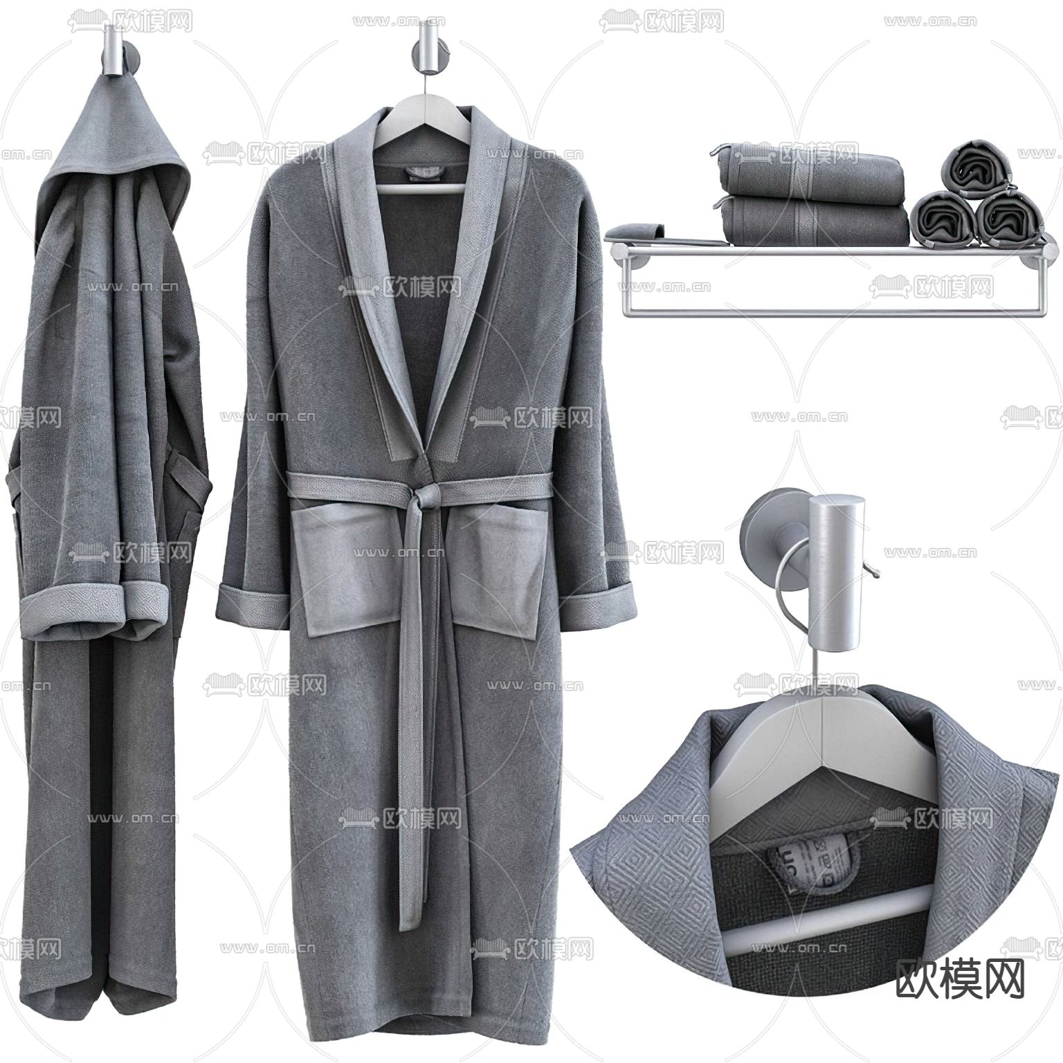 现代卫浴用品毛巾浴袍3d模型下载（渲染图2）