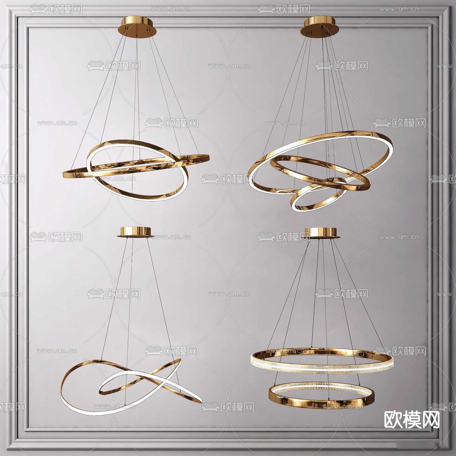 现代轻奢吊灯su模型