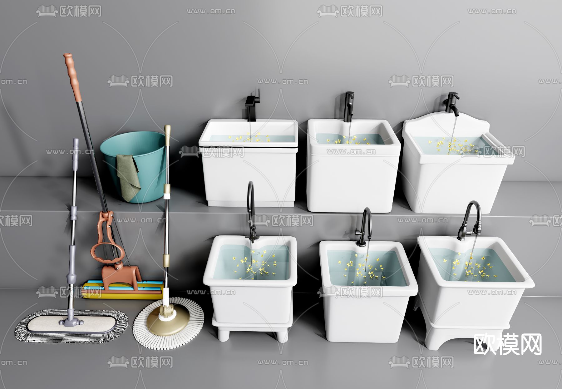 现代拖把池su模型下载（渲染图1）