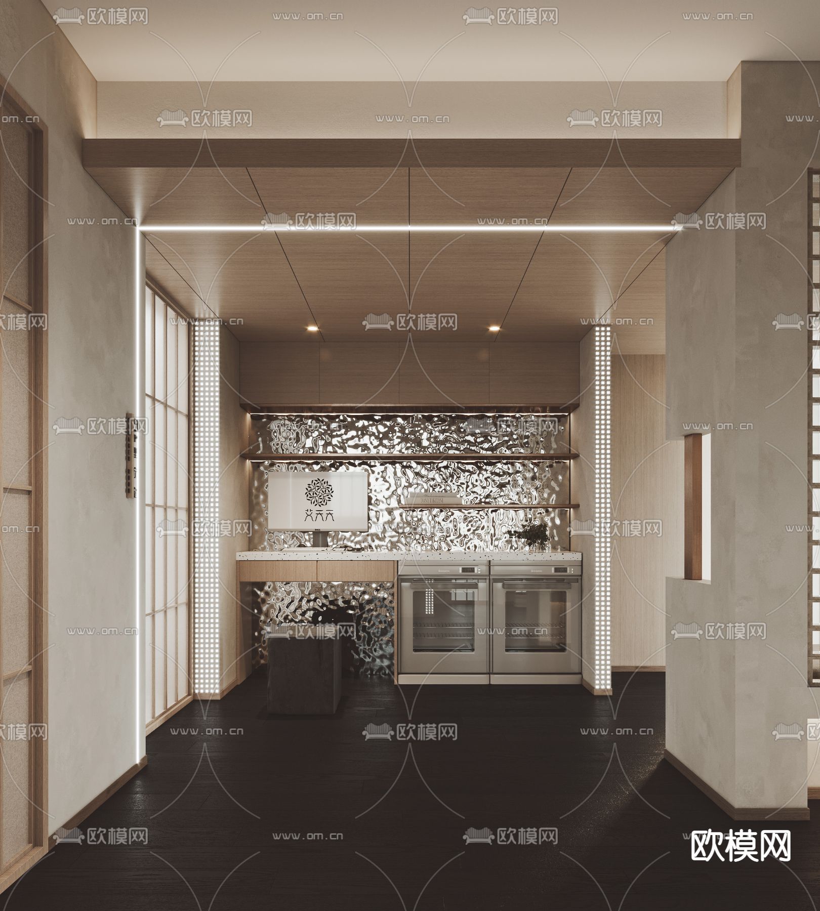 现代SPA桑拿店前厅3d模型