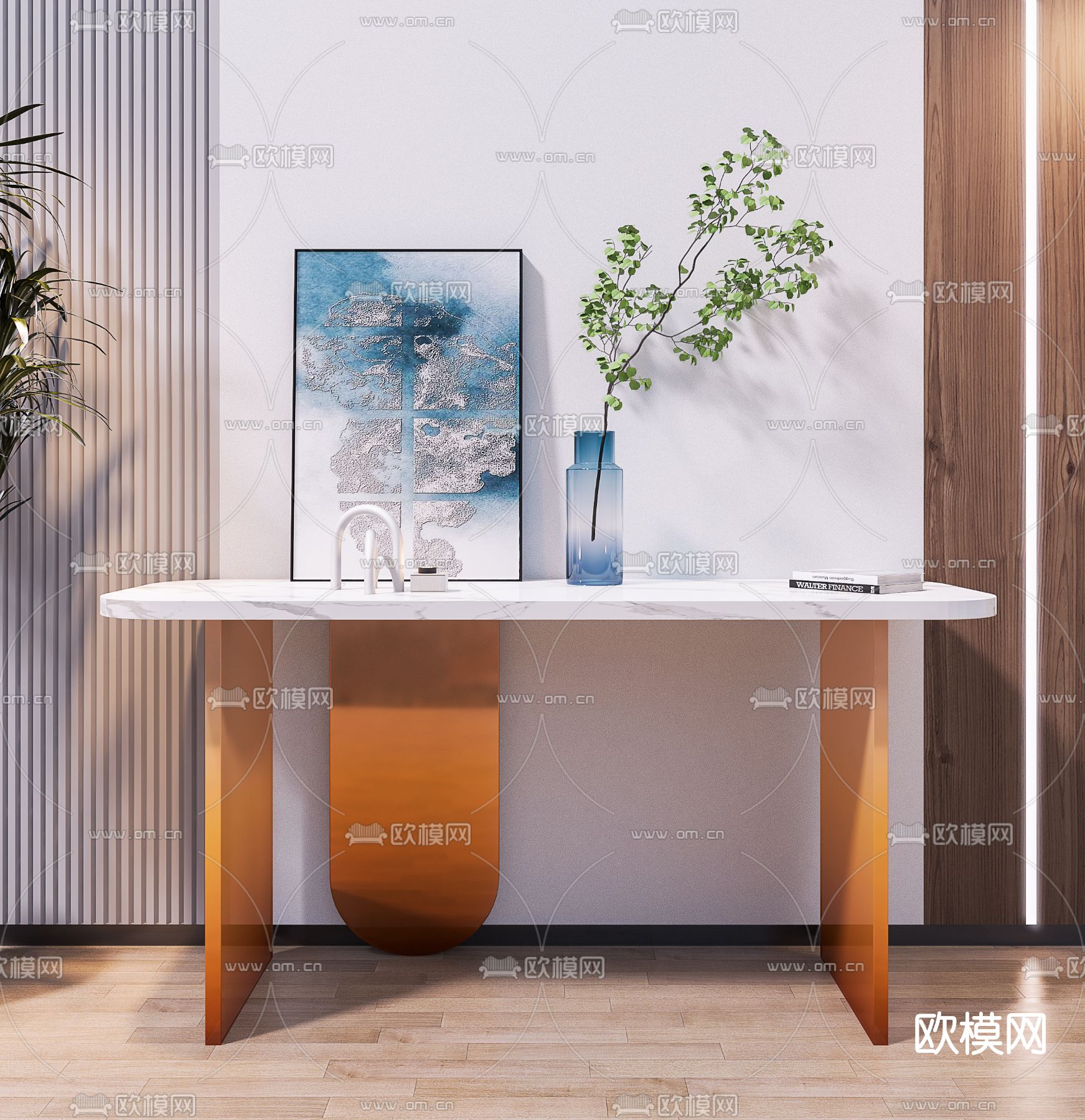 现代大理石端景条案3d模型下载