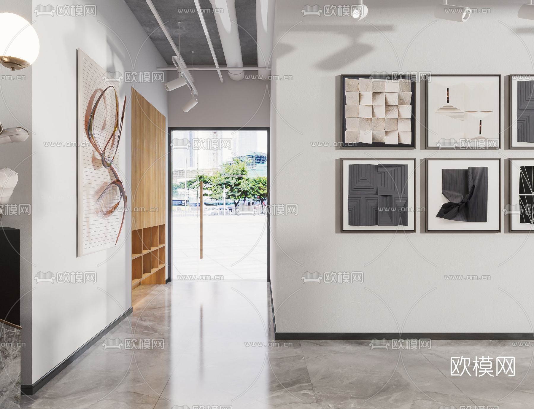 工业风咖啡厅3d模型下载（渲染图2）