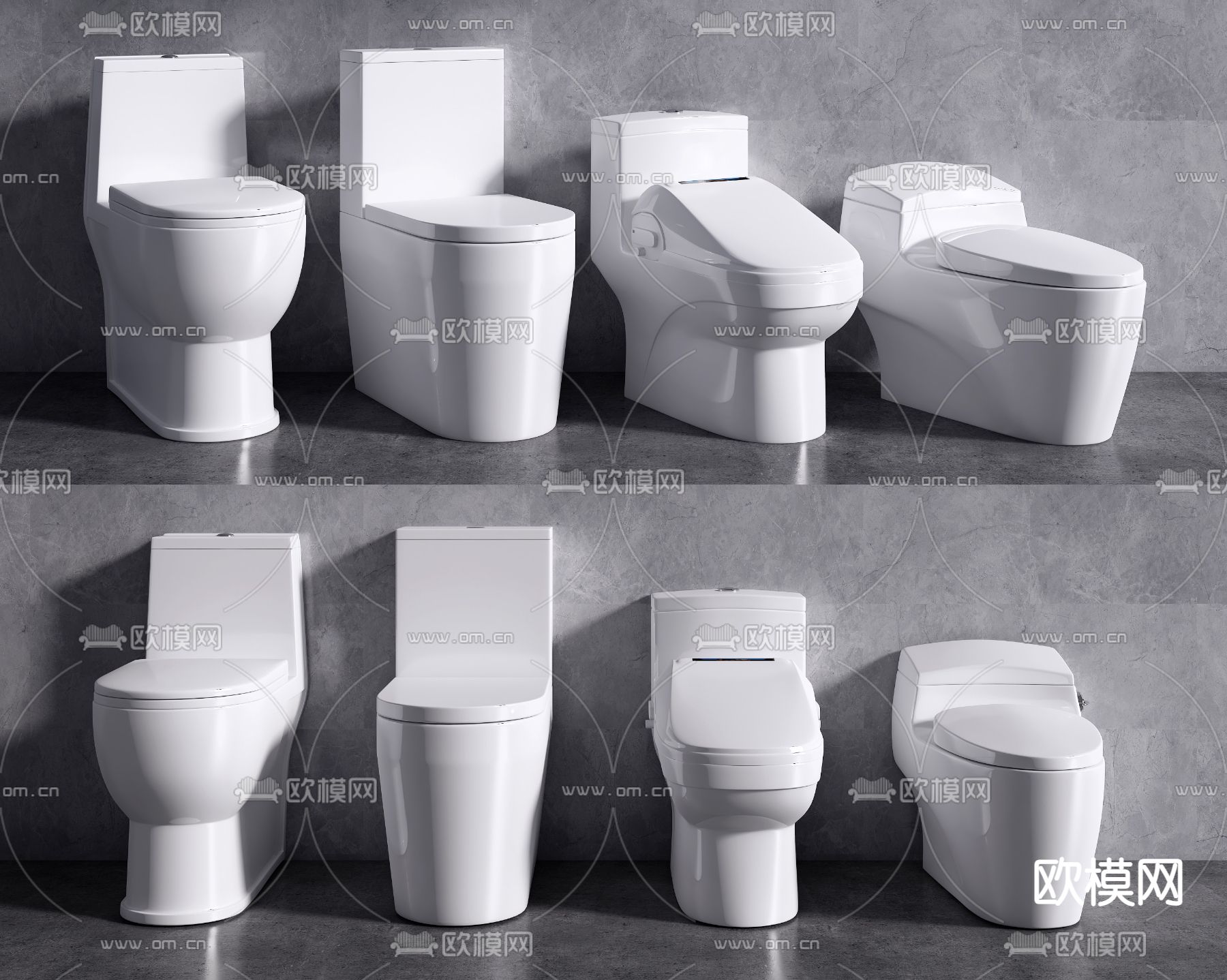 现代马桶坐便器3d模型下载