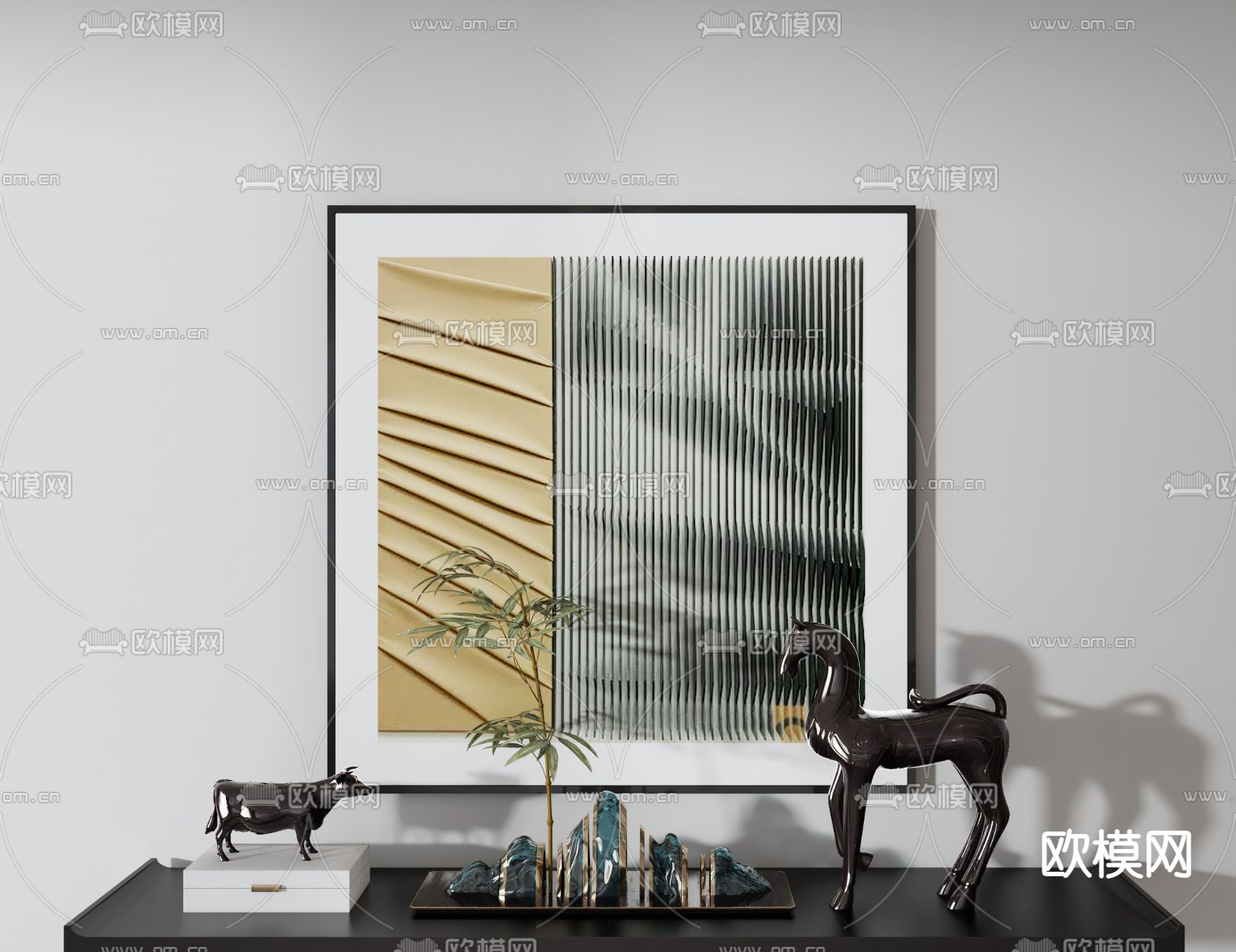 新中式装饰挂画3d模型