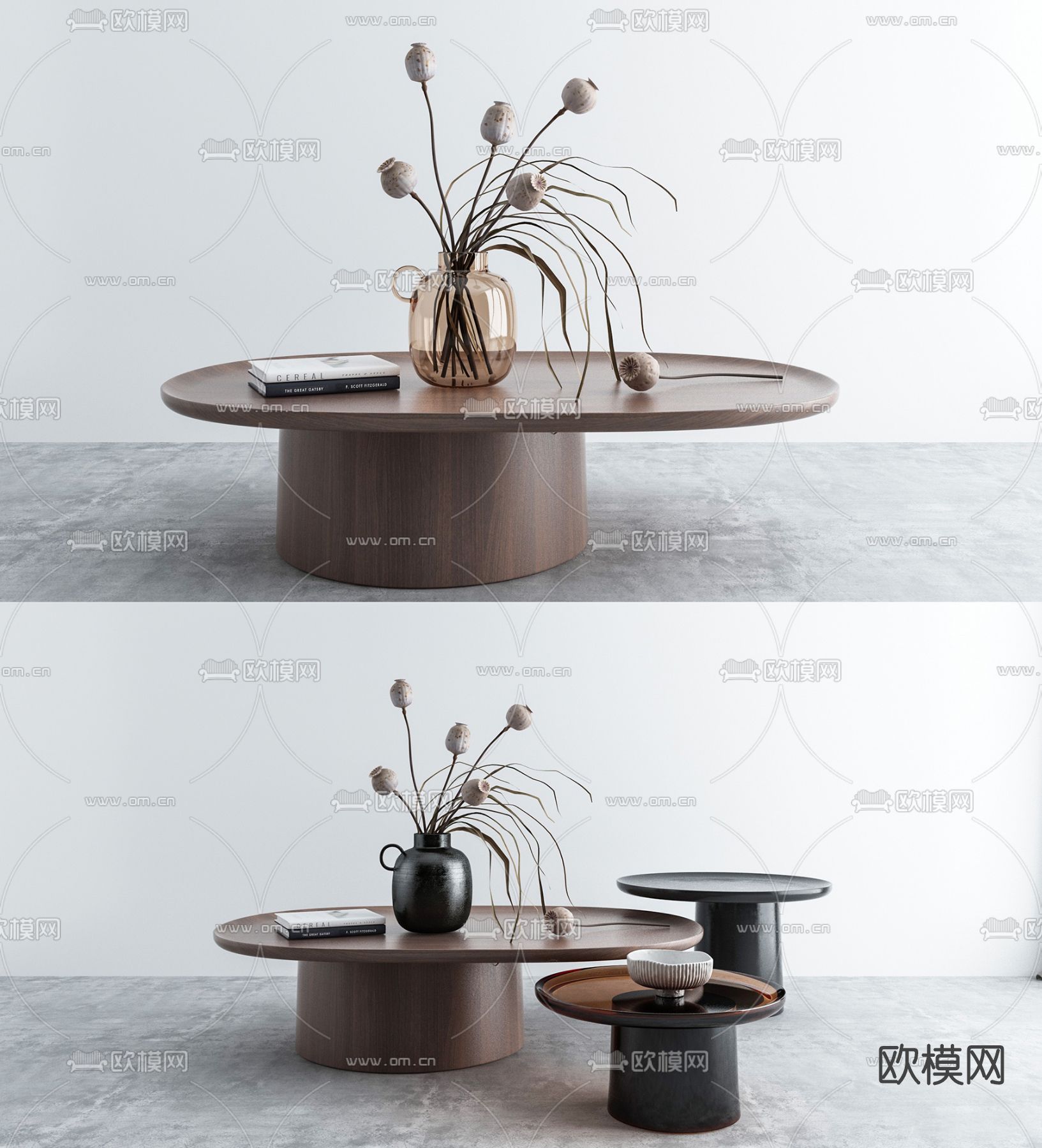 现代实木茶几su模型
