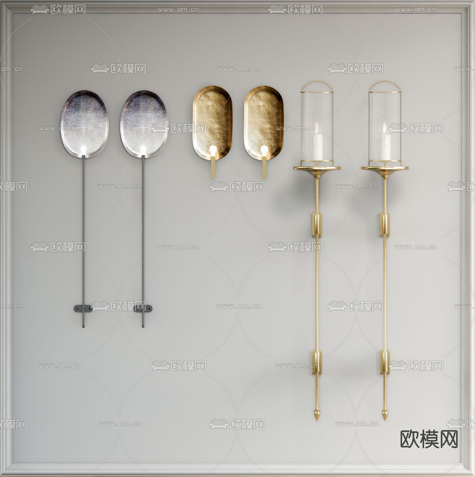 新中式金属壁灯su模型