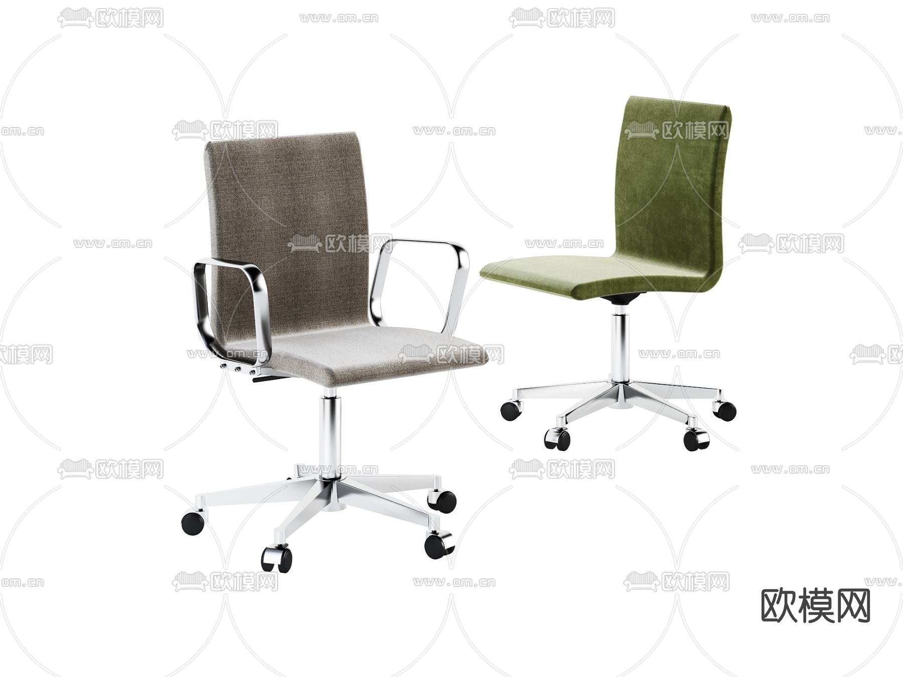 现代布艺办公椅转椅3d模型下载
